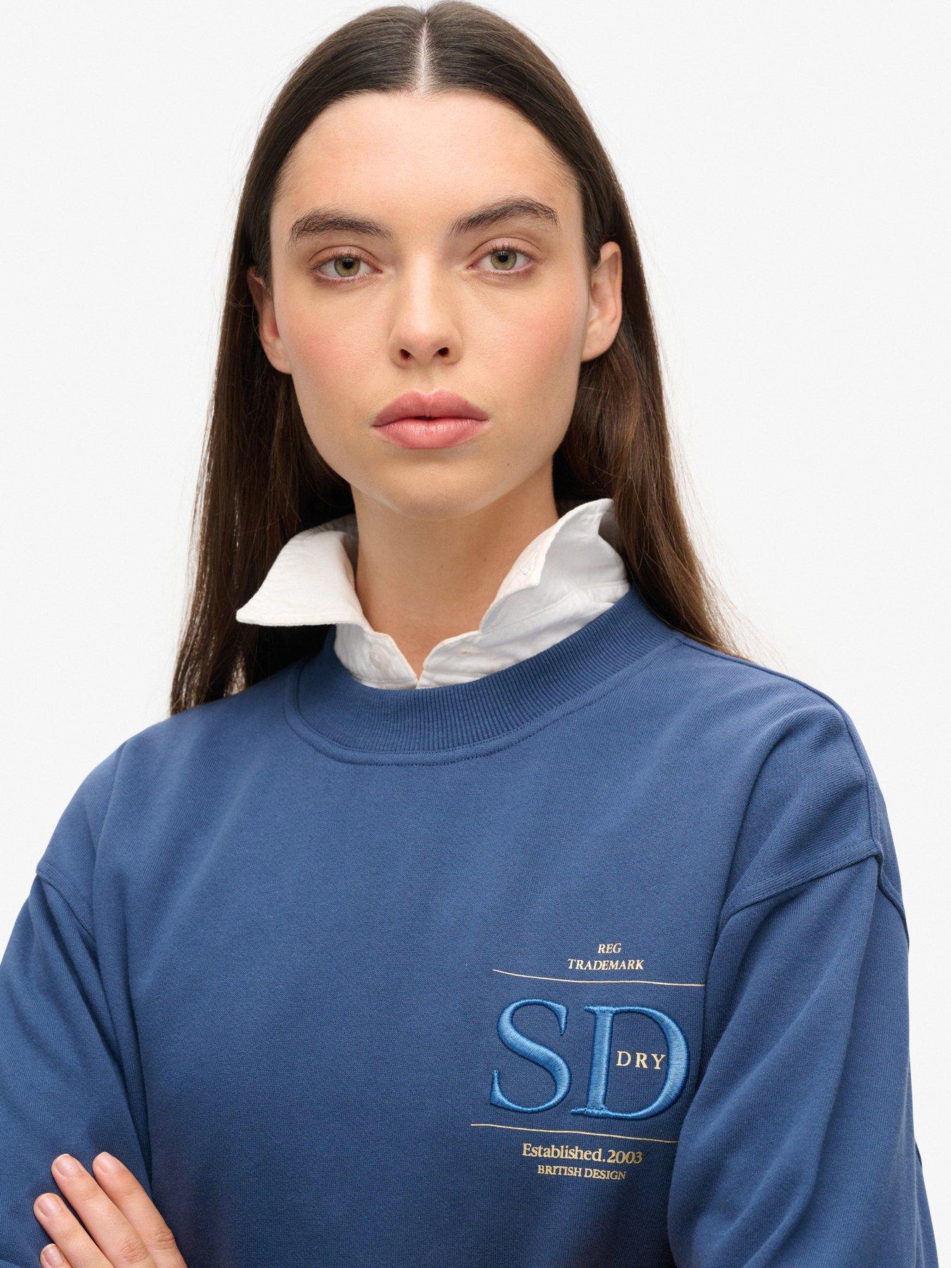 Image 4 of 5 of Superdry Luxe Metallic Loose Sweatshirt- Blue
