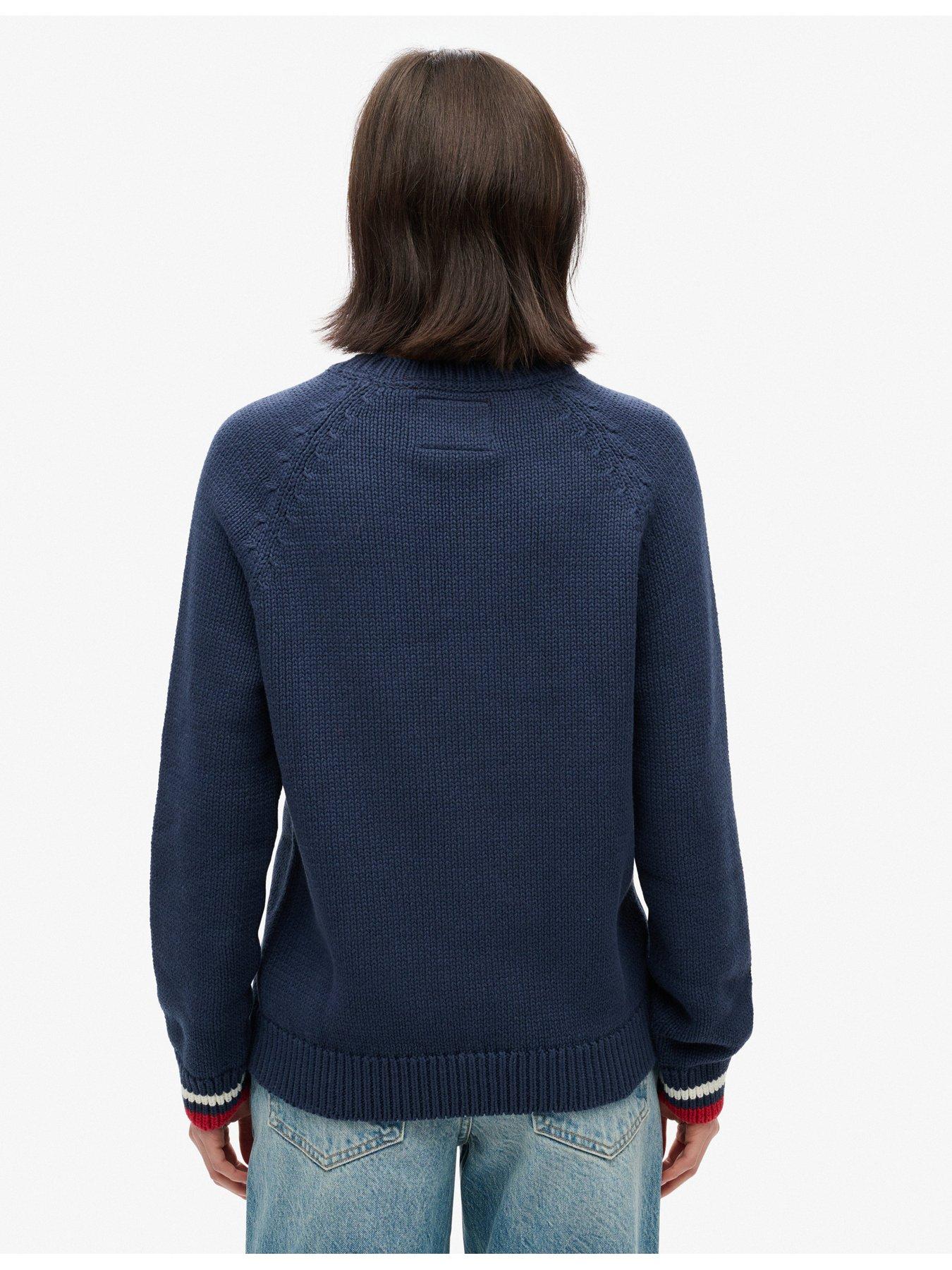  image of superdry-americana-crew-knit-jumper-navy