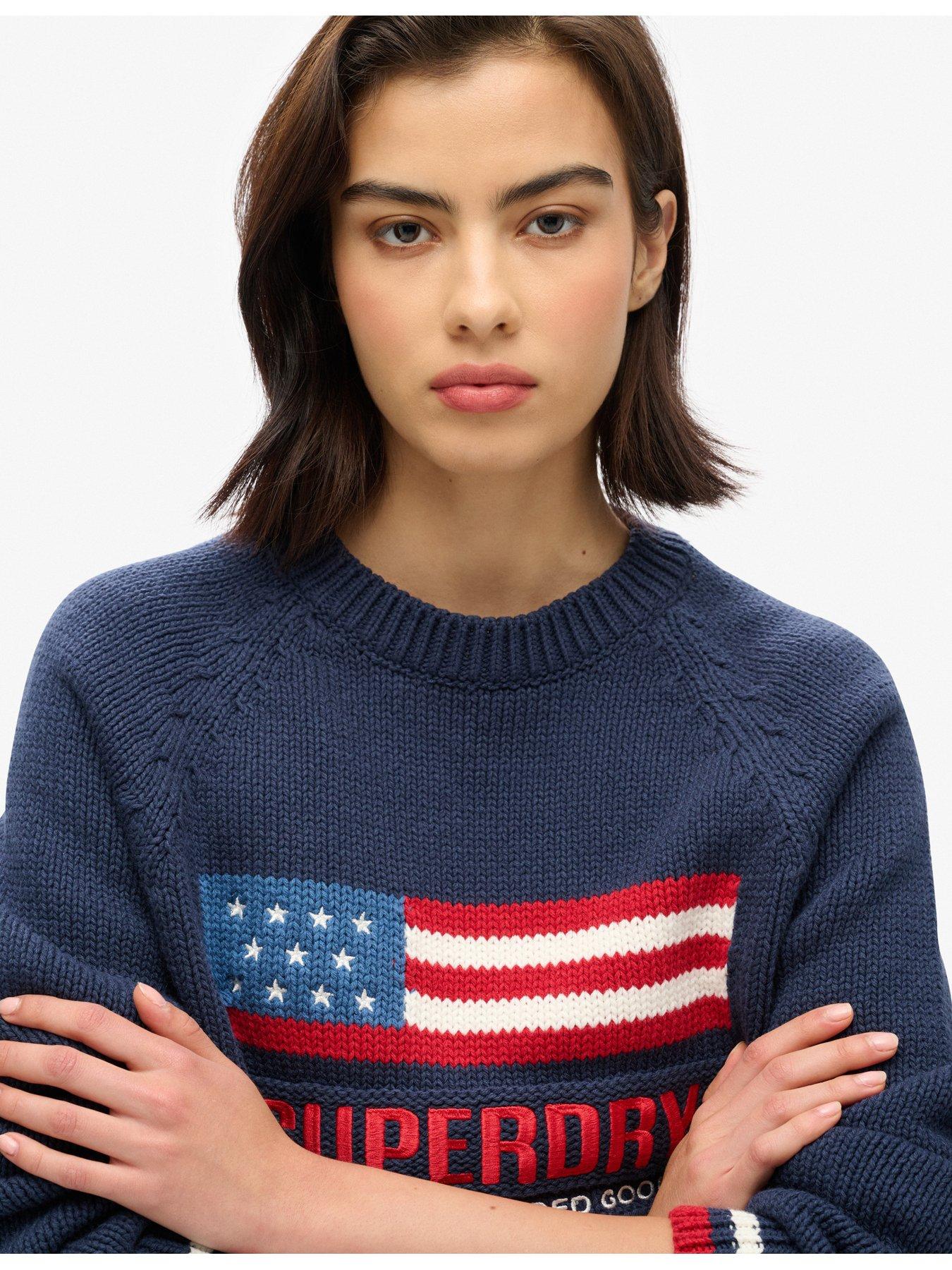  image of superdry-americana-crew-knit-jumper-navy