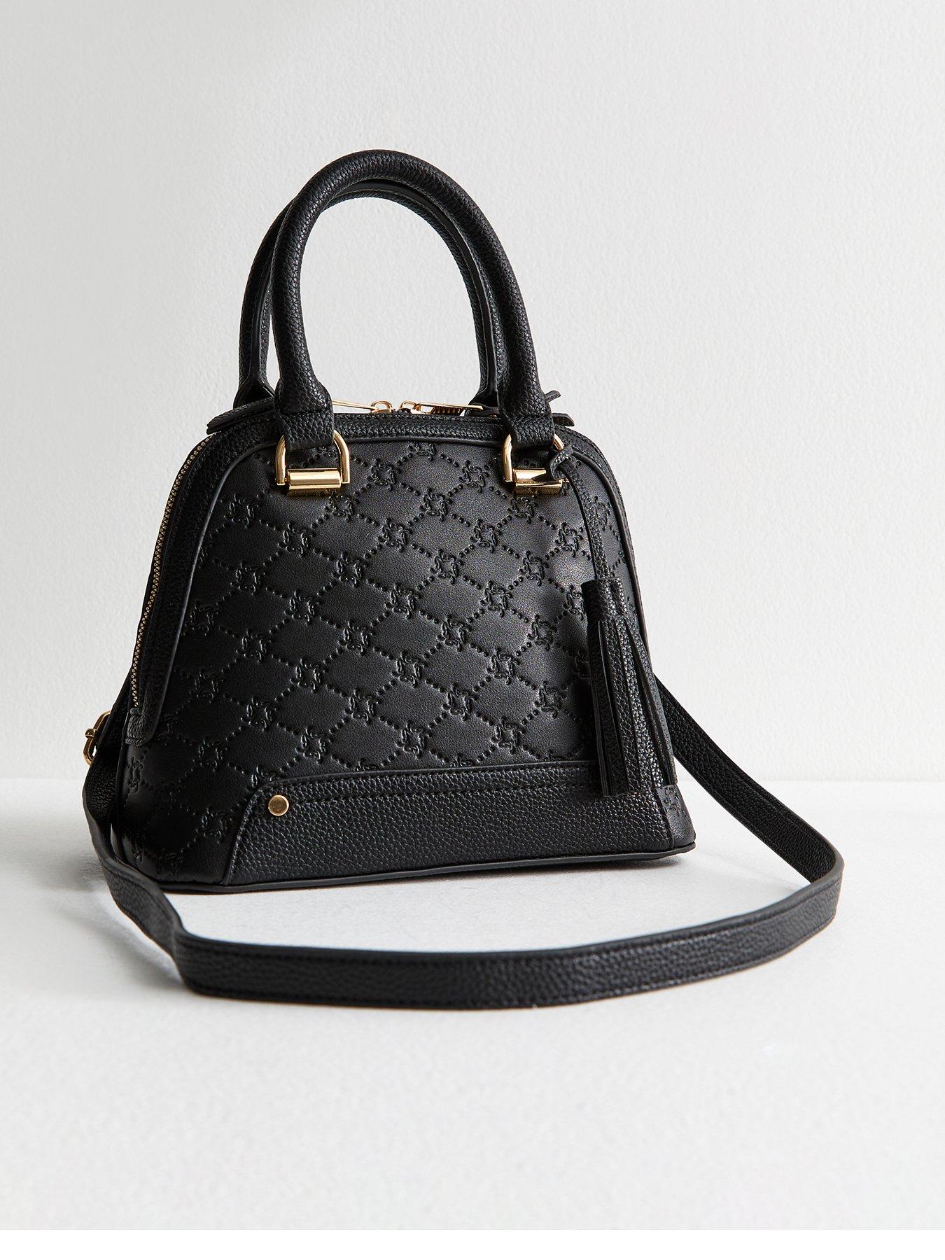 new-look-black-debossed-faux-leather-bag