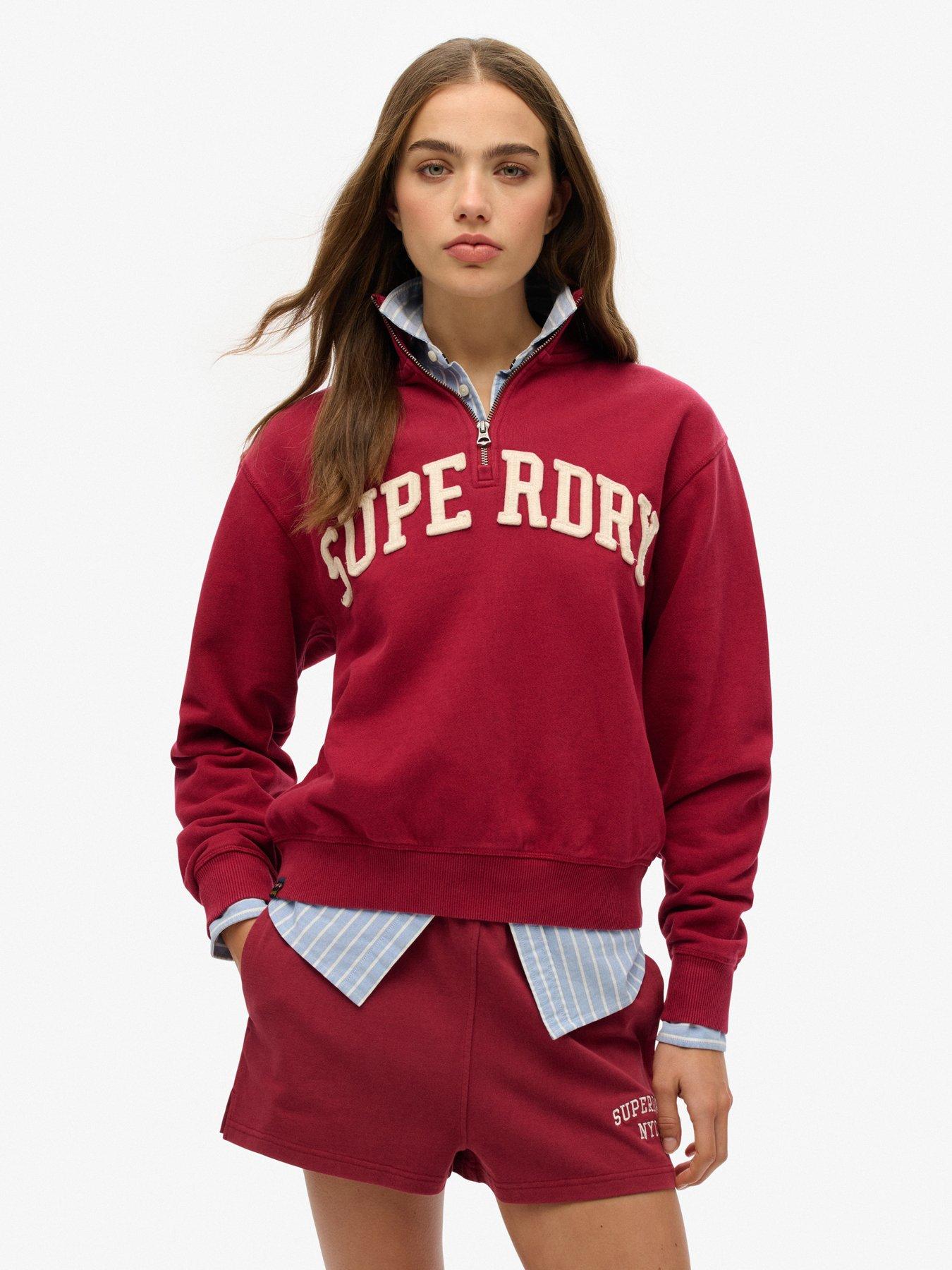 Image 1 of 5 of Superdry Athletic Essentials Applique Half Zip Sweatshirt - Red
