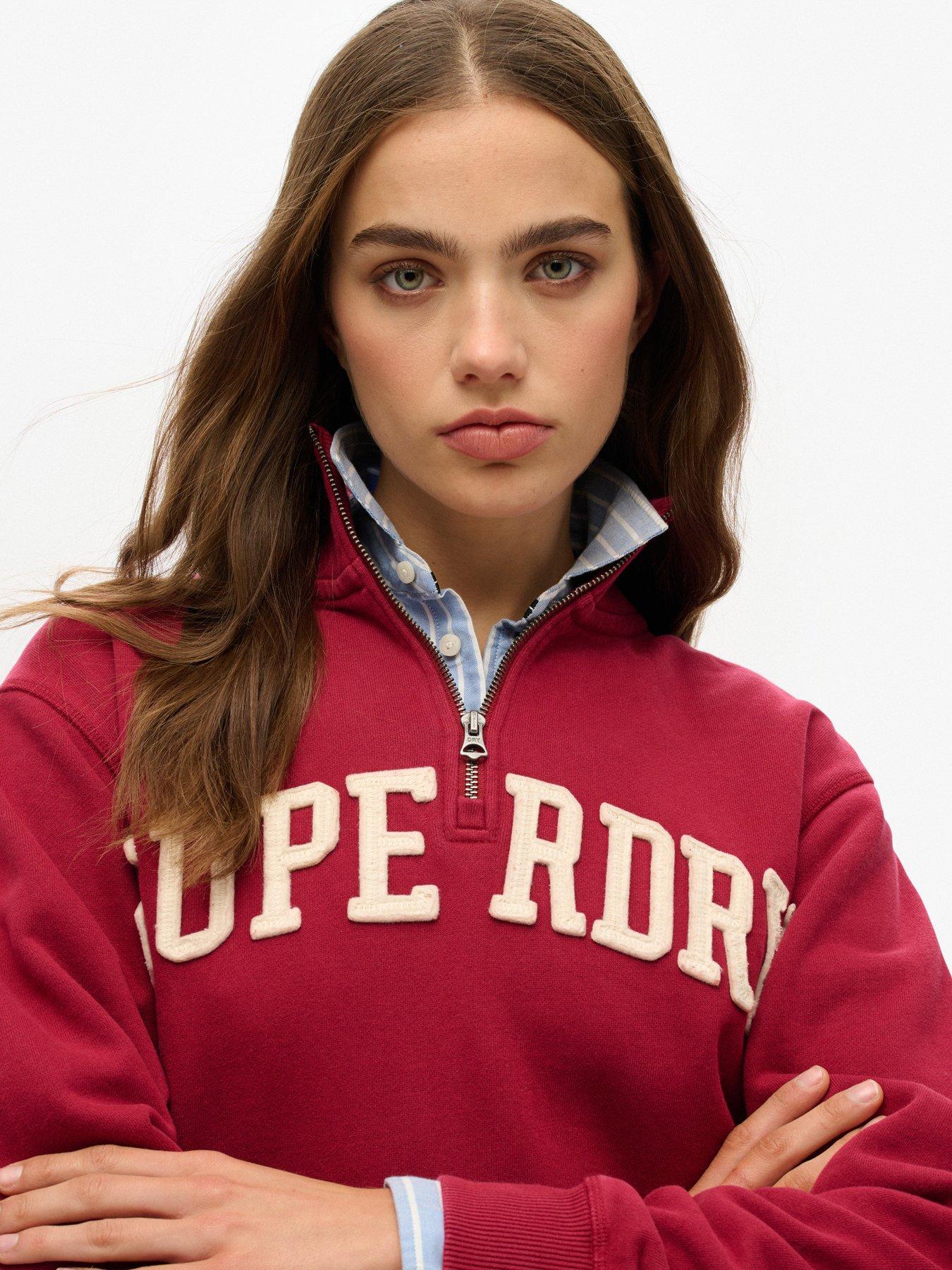Image 4 of 5 of Superdry Athletic Essentials Applique Half Zip Sweatshirt - Red