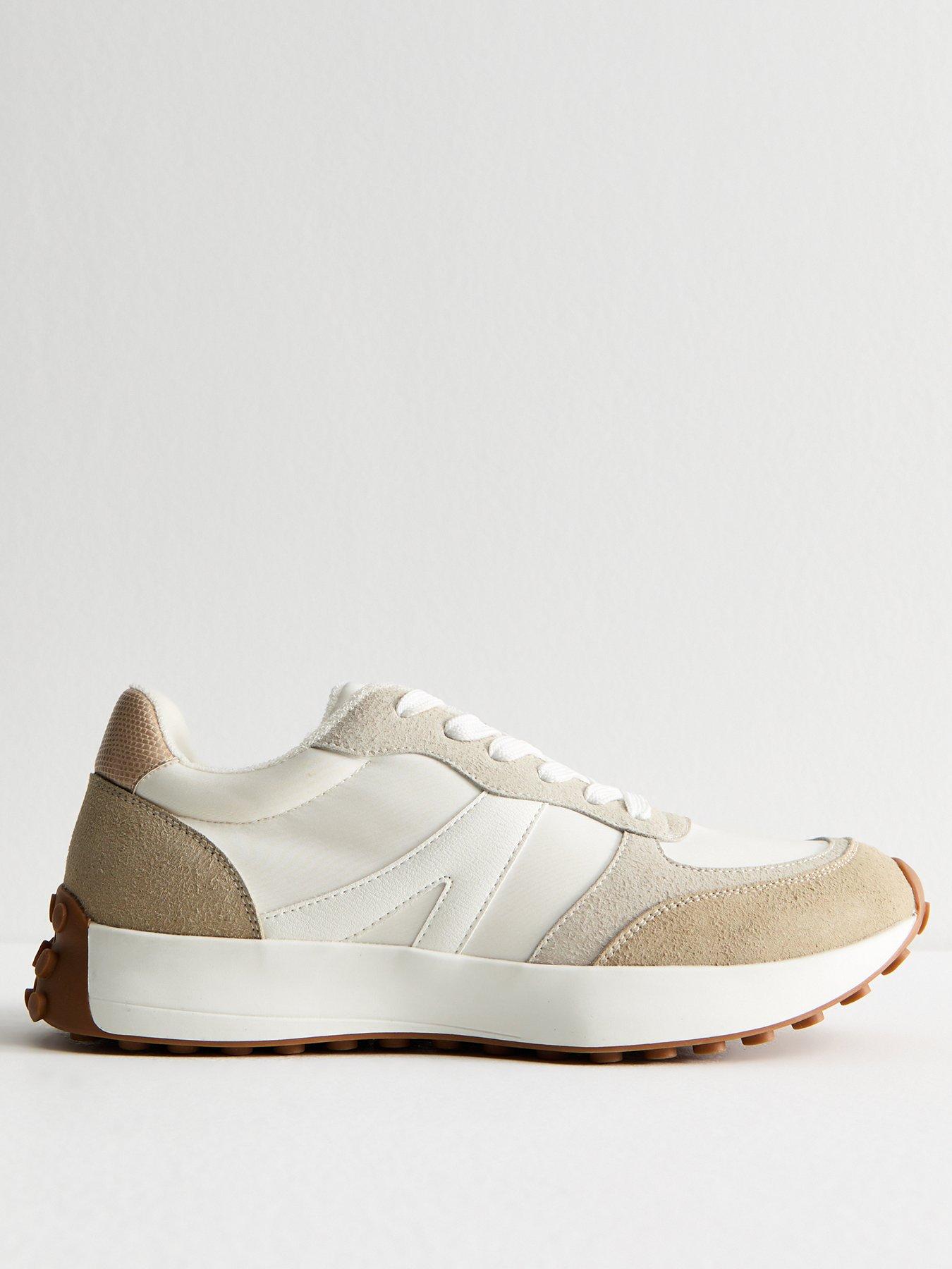  image of new-look-white-brushed-faux-suede-panelled-trainers
