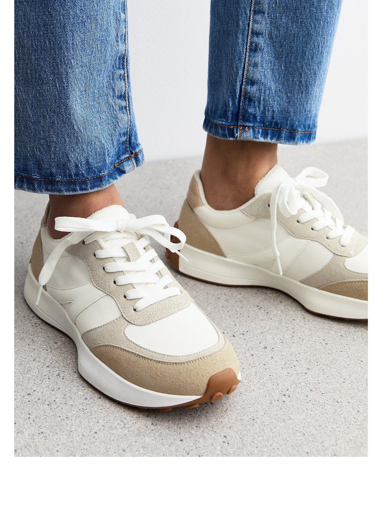 image of new-look-white-brushed-faux-suede-panelled-trainers