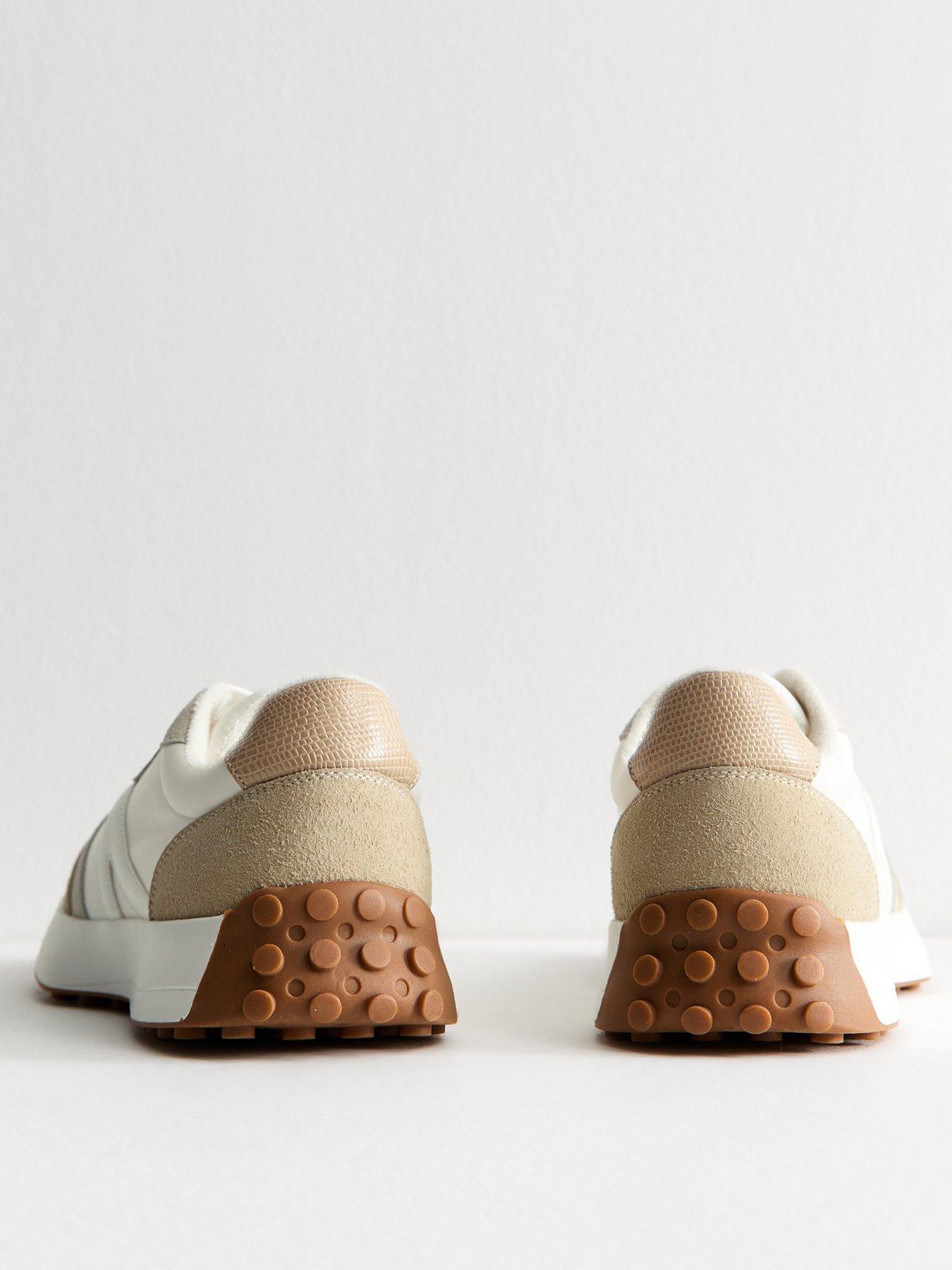  image of new-look-white-brushed-faux-suede-panelled-trainers