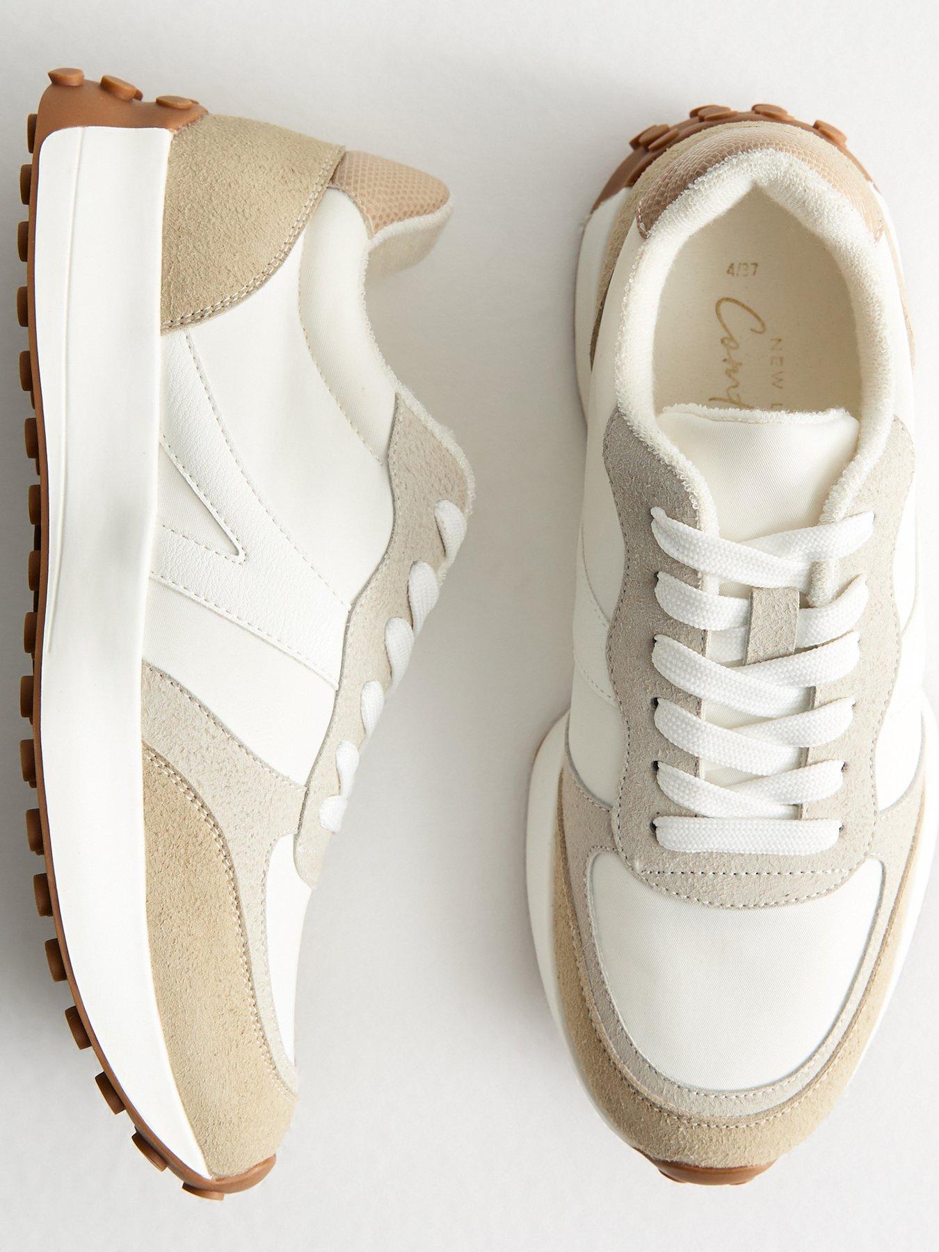  image of new-look-white-brushed-faux-suede-panelled-trainers
