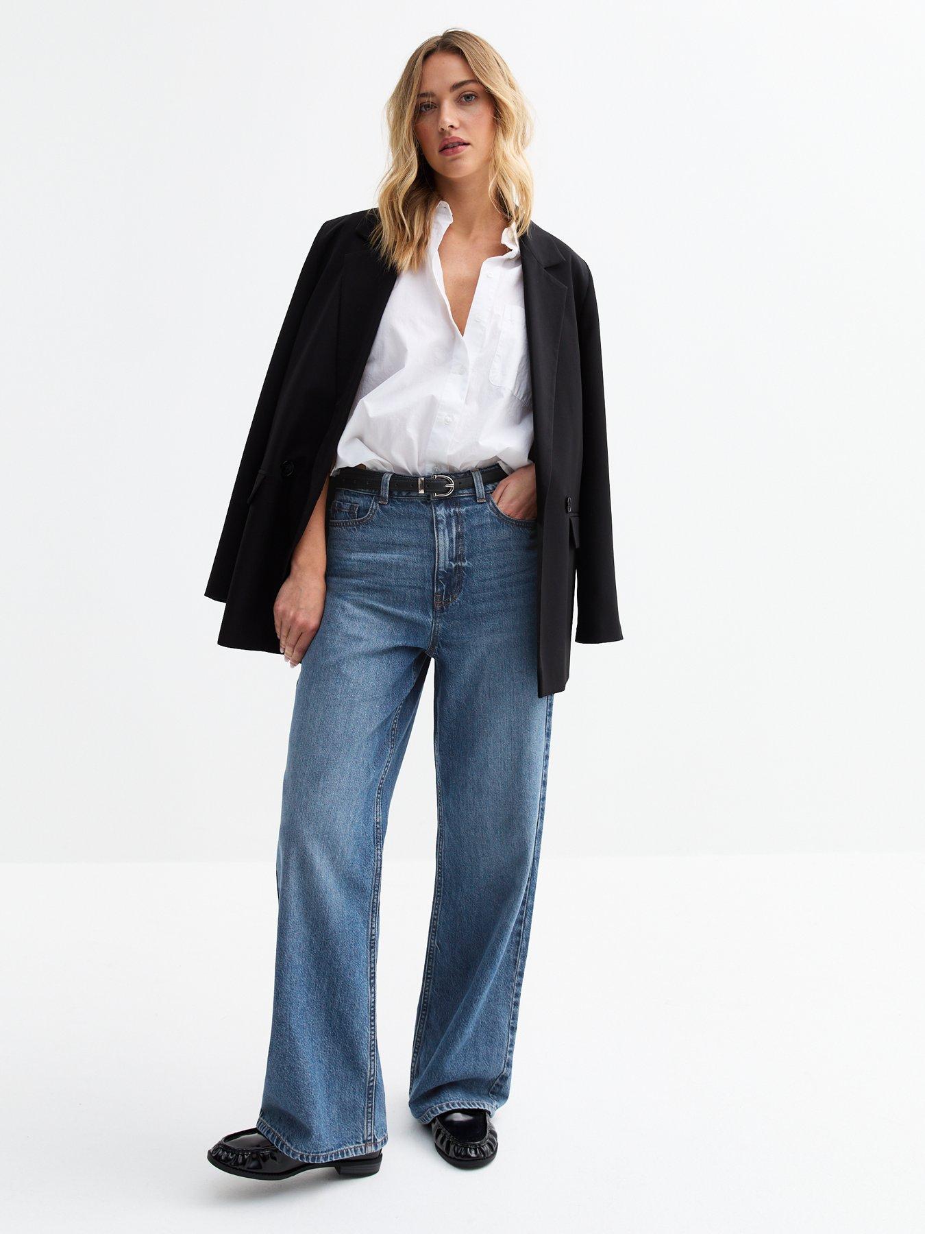  image of new-look-adalae-high-waisted-wide-leg-jeans-blue