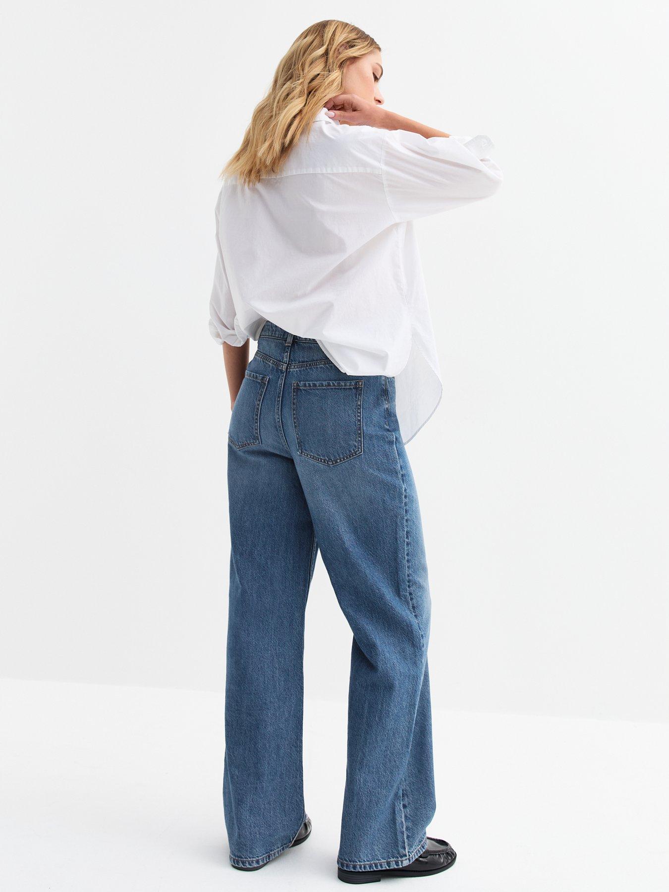  image of new-look-adalae-high-waisted-wide-leg-jeans-blue