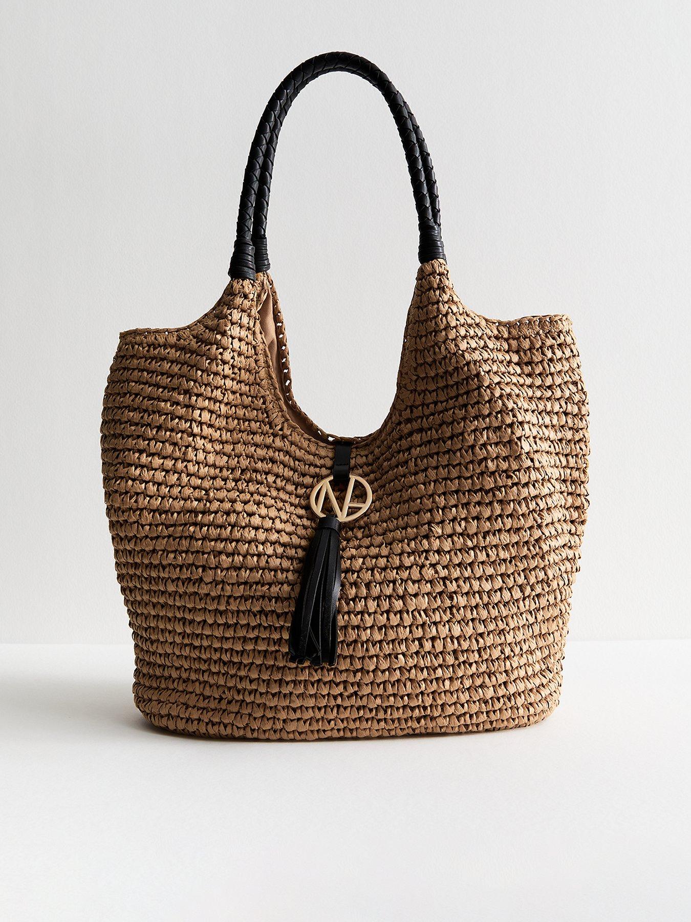 Image 1 of 5 of New Look Plait Handle Straw Tote - Stone