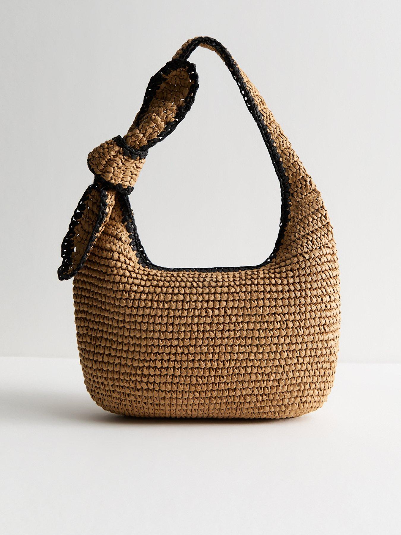 front image of new-look-brown-raffia-look-knotted-shoulder-bag