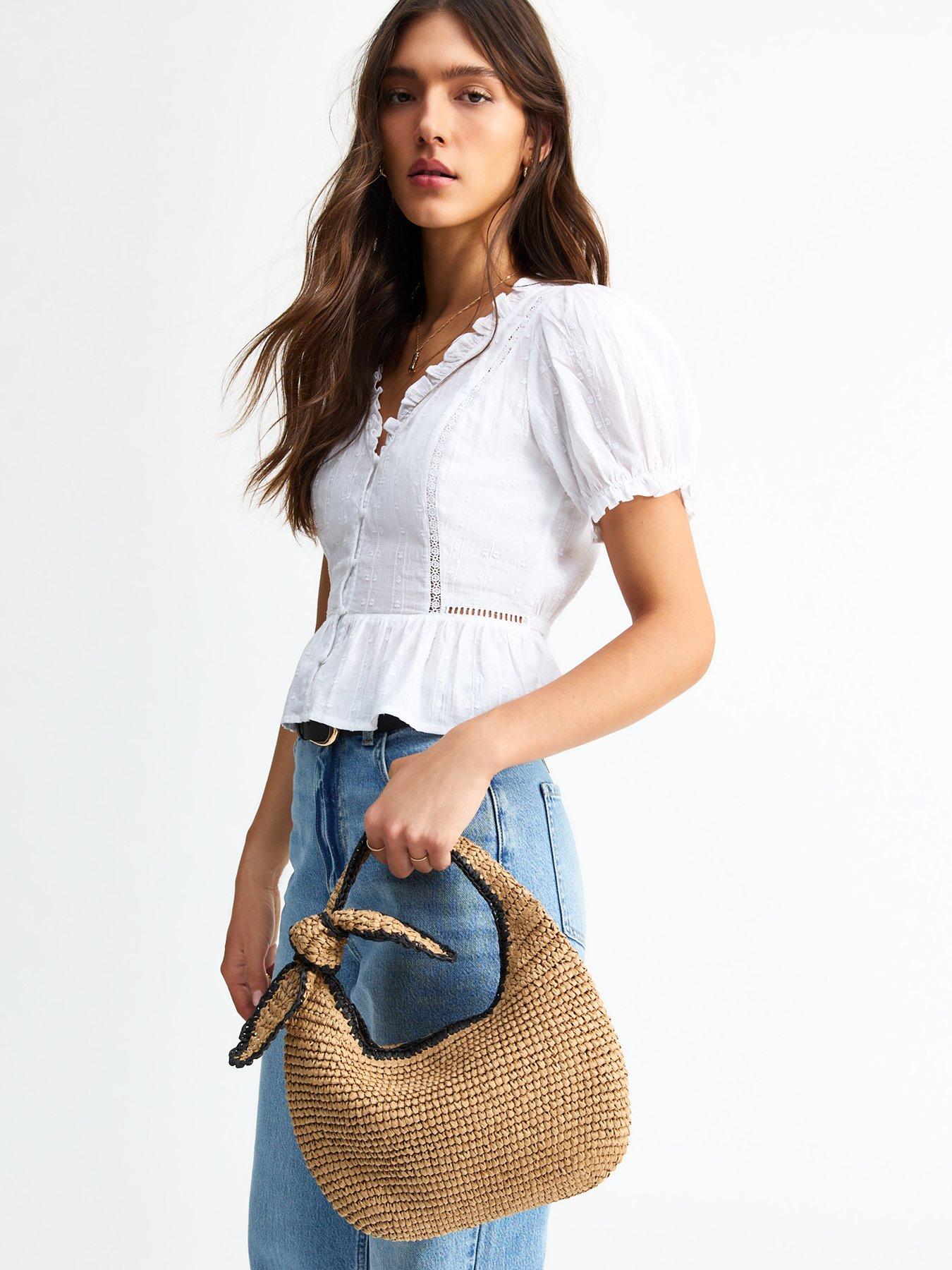 stillFront image of new-look-brown-raffia-look-knotted-shoulder-bag