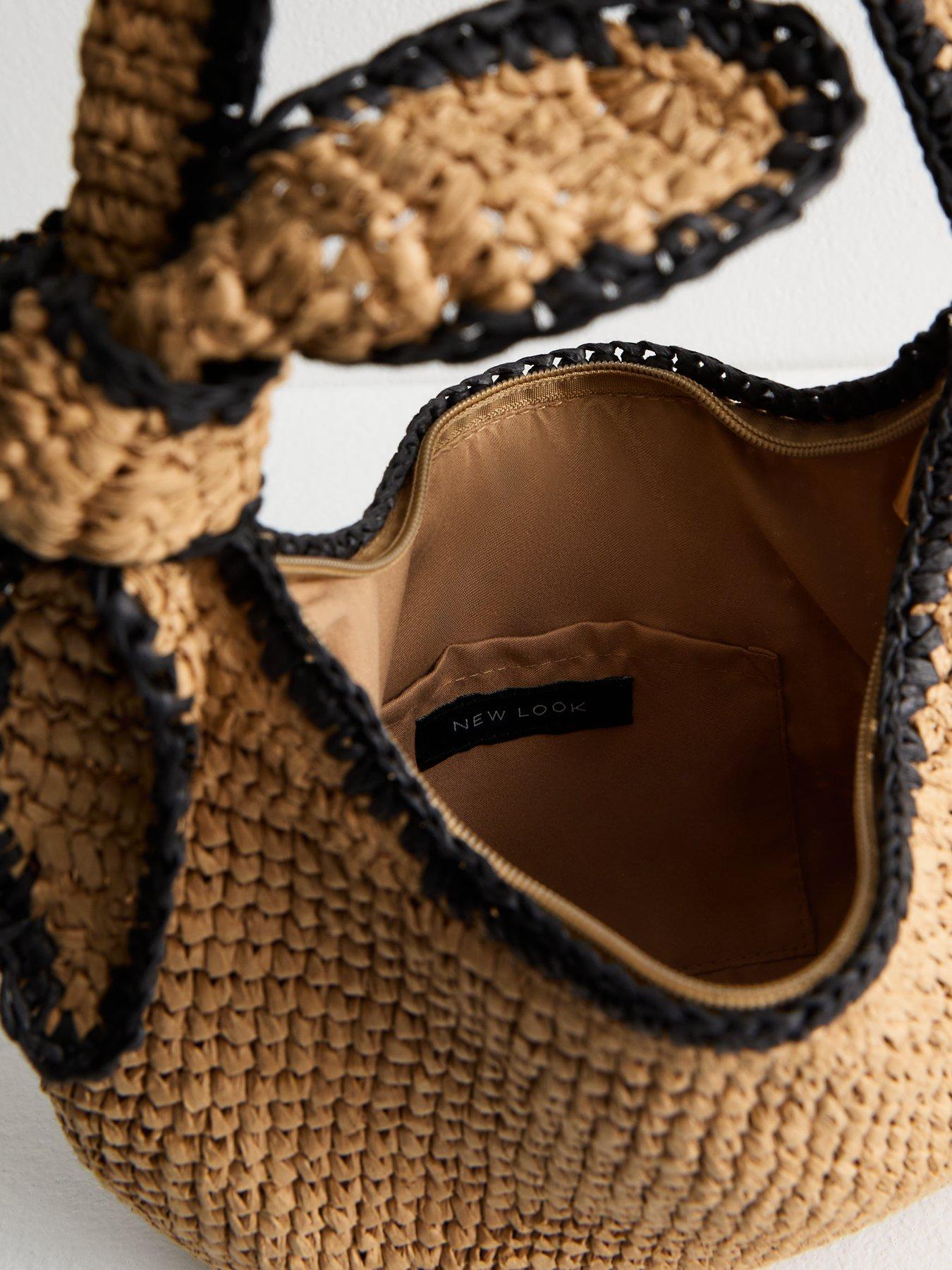  image of new-look-brown-raffia-look-knotted-shoulder-bag