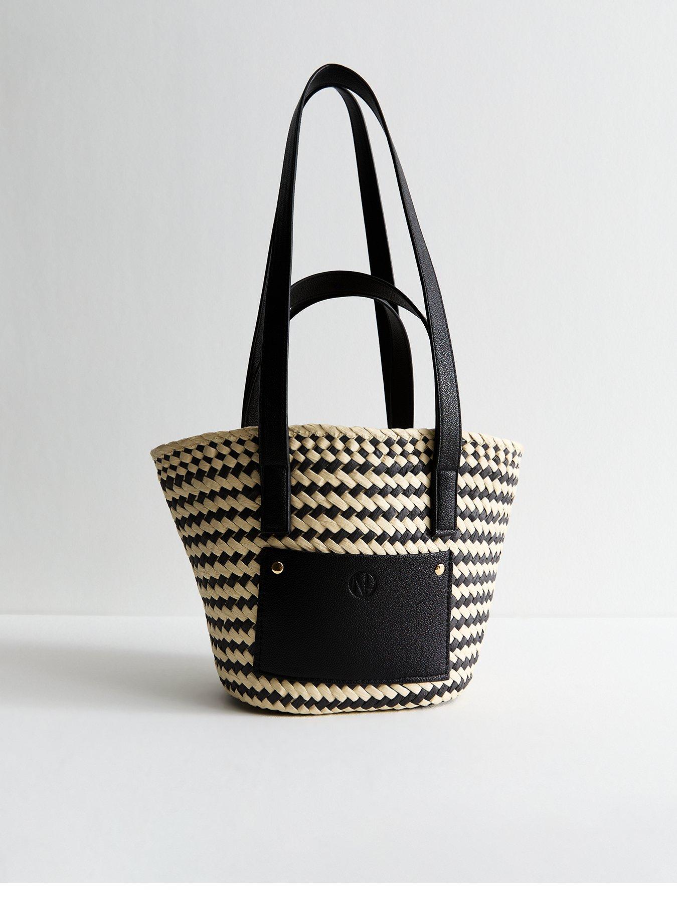 undefined Zambia Zig Zag Weave Basket - Black