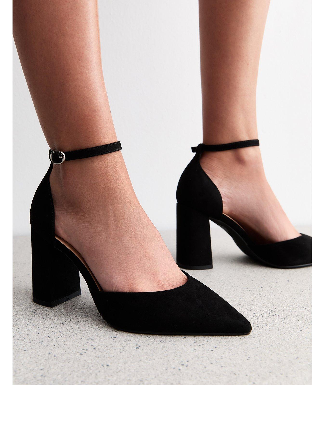 New Look Wide Fit Black Faux Suede Open Court Shoes Littlewoods