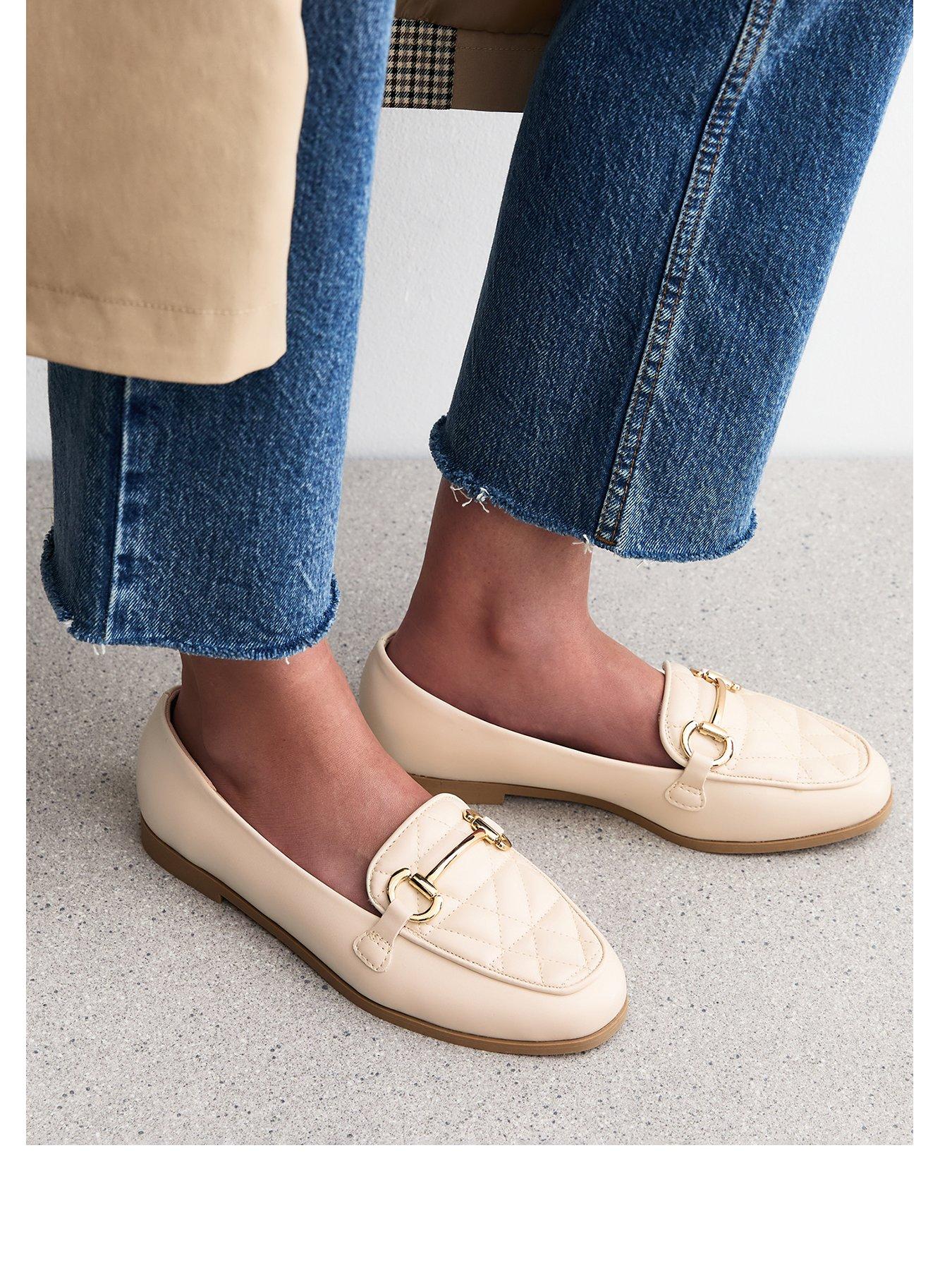  image of new-look-wide-fit-off-white-quilted-faux-leather-loafers
