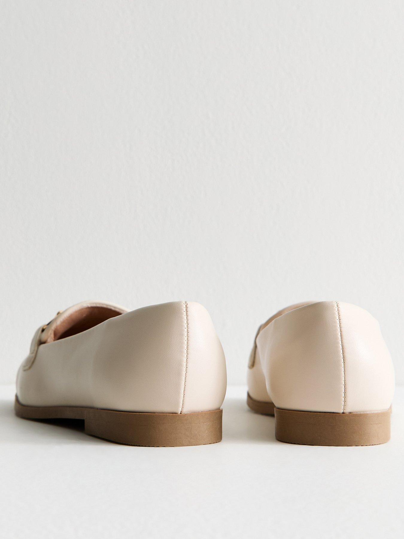  image of new-look-wide-fit-off-white-quilted-faux-leather-loafers