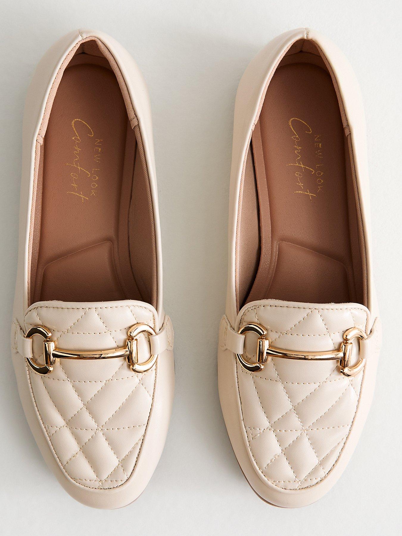  image of new-look-wide-fit-off-white-quilted-faux-leather-loafers