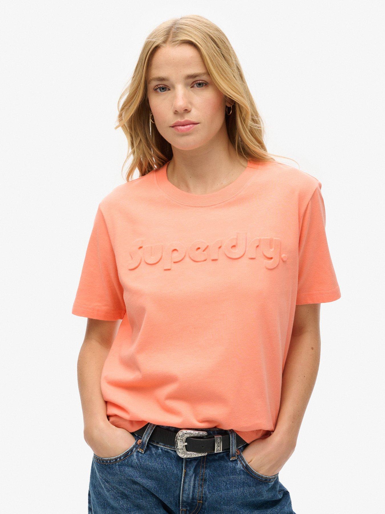  image of superdry-embossed-logo-relaxed-t-shirt-pink