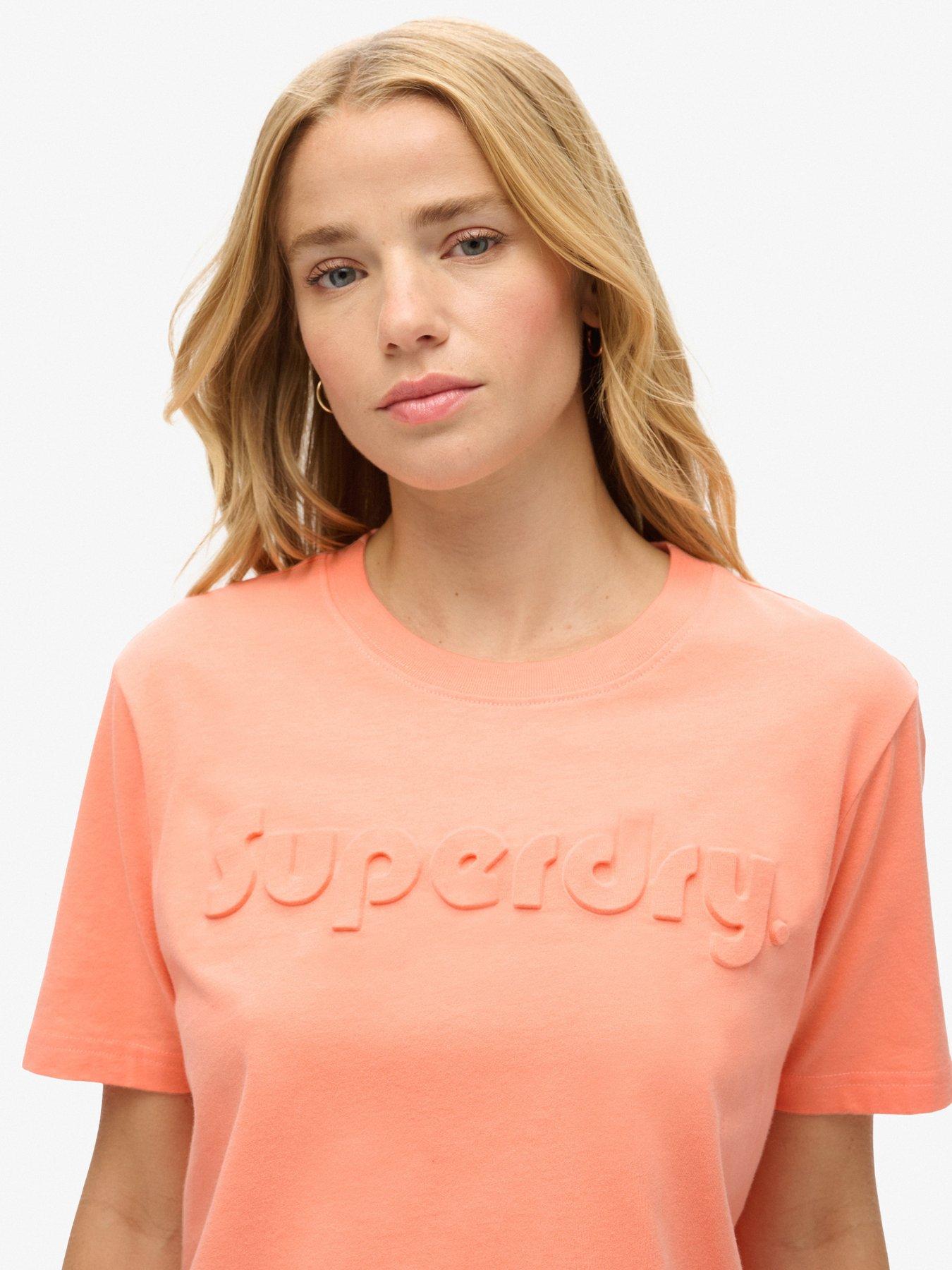  image of superdry-embossed-logo-relaxed-t-shirt-pink