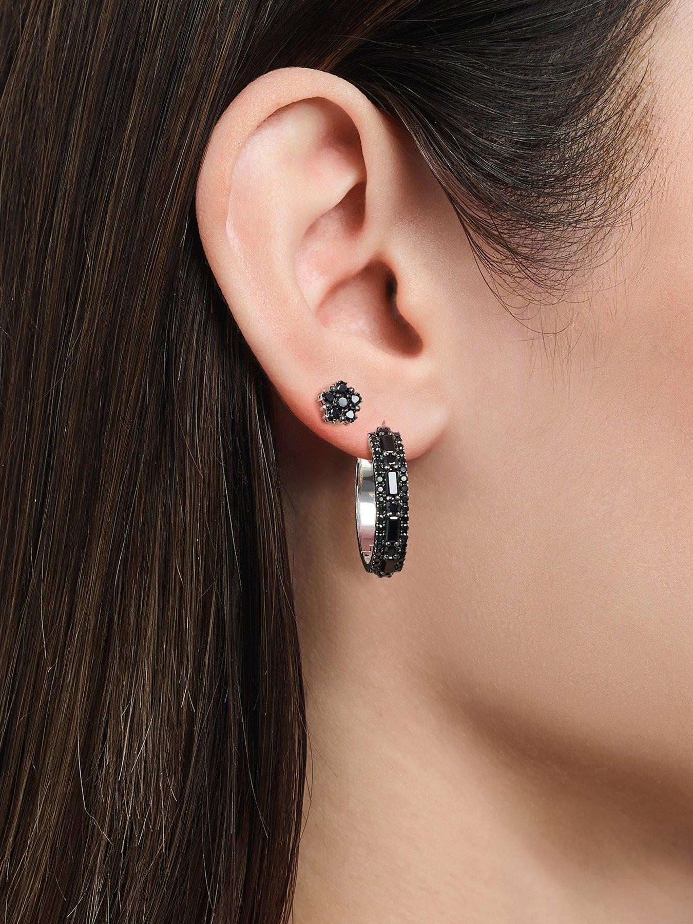  image of thomas-sabo-silver-blackened-small-ear-studs-with-black-zirconia