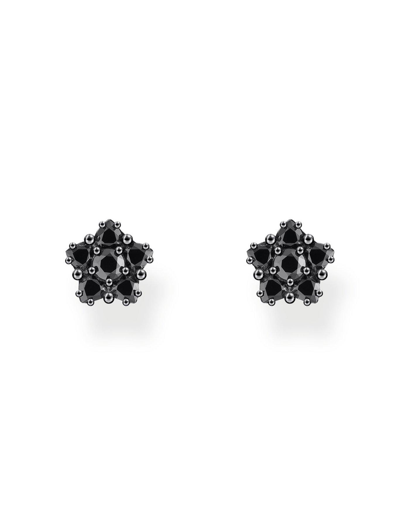  image of thomas-sabo-silver-blackened-small-ear-studs-with-black-zirconia