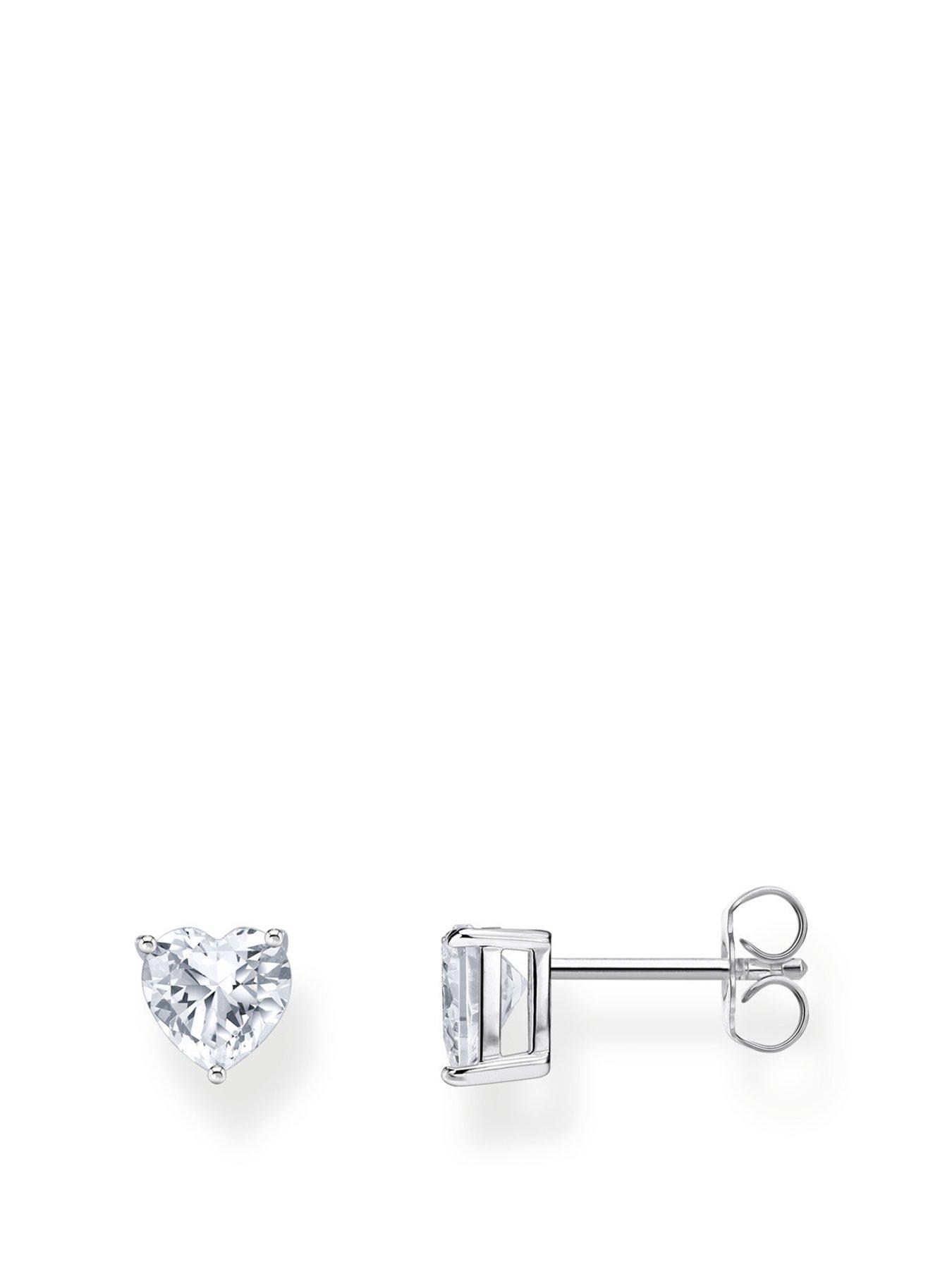 Thomas Sabo Silver ear studs heart-shaped with white zirconia