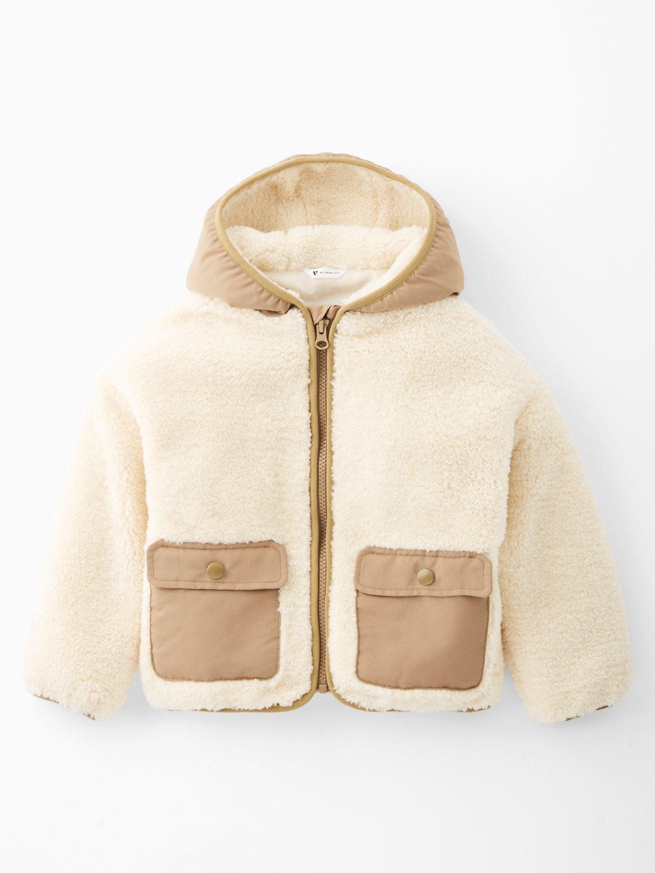 Mini V by Very Boys Borg Zip Up Jacket - Cream