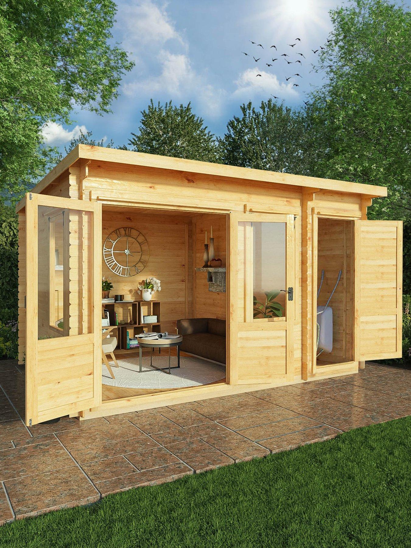  image of mercia-41m-x-3m-pent-log-cabin-with-side-shed-19mm