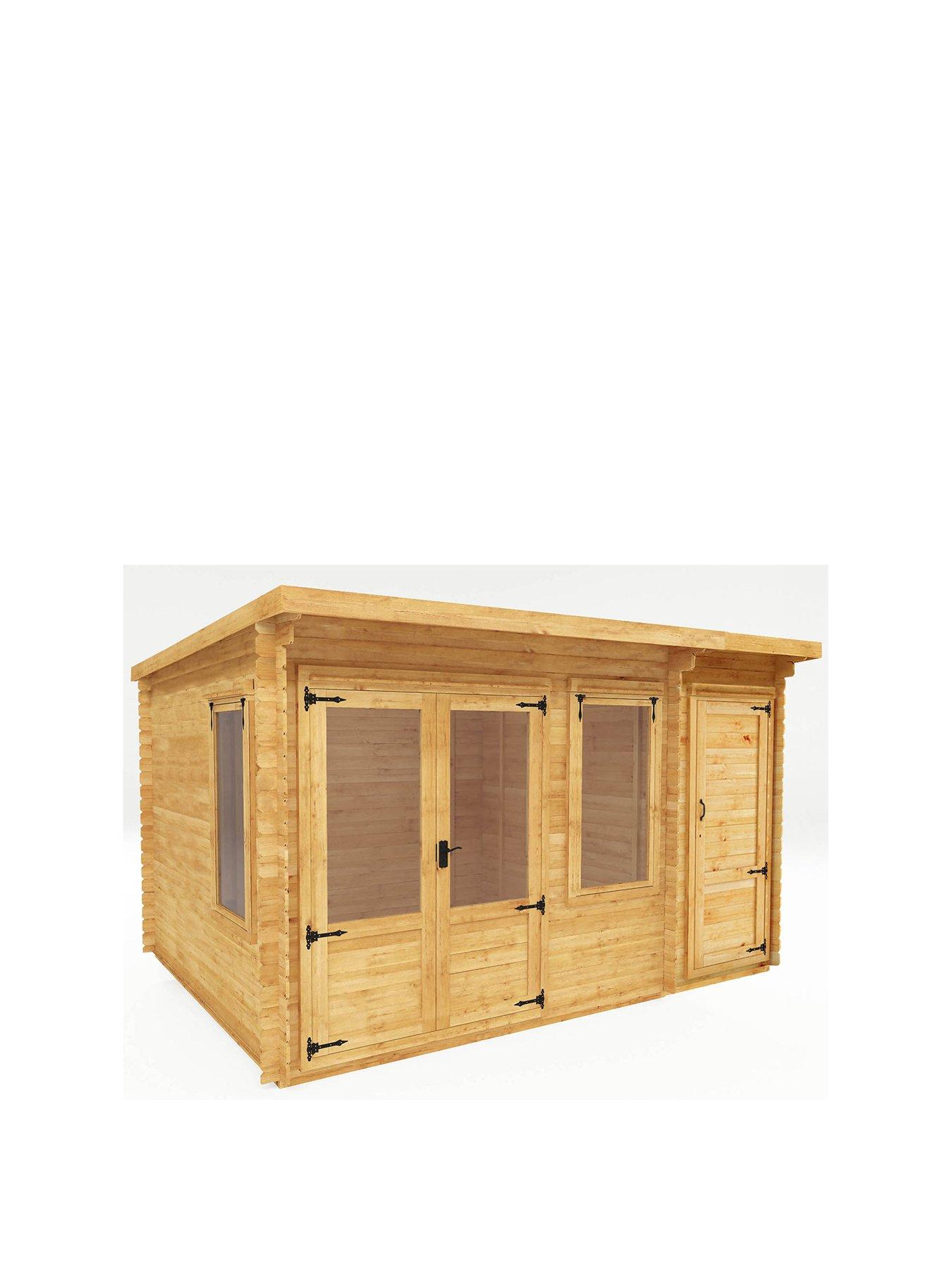  image of mercia-41m-x-3m-pent-log-cabin-with-side-shed-19mm