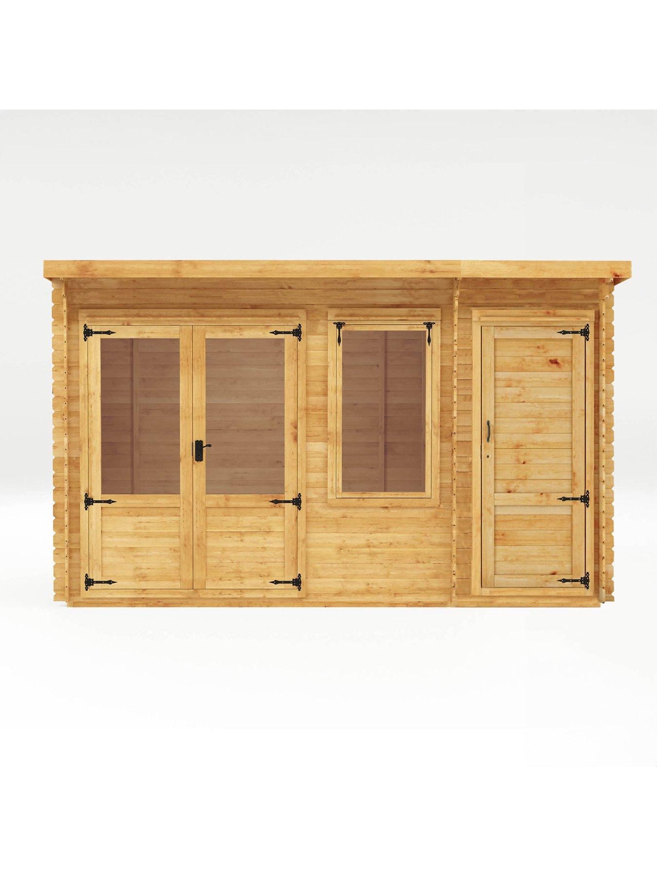  image of mercia-41m-x-3m-pent-log-cabin-with-side-shed-19mm