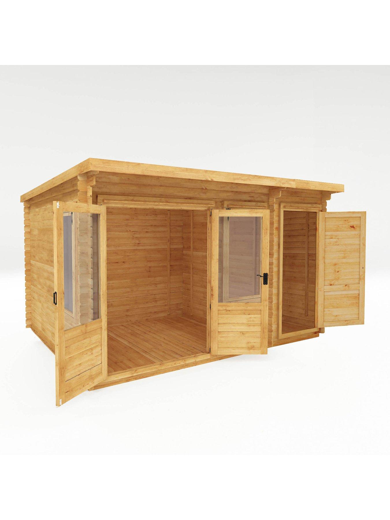  image of mercia-41m-x-3m-pent-log-cabin-with-side-shed-19mm