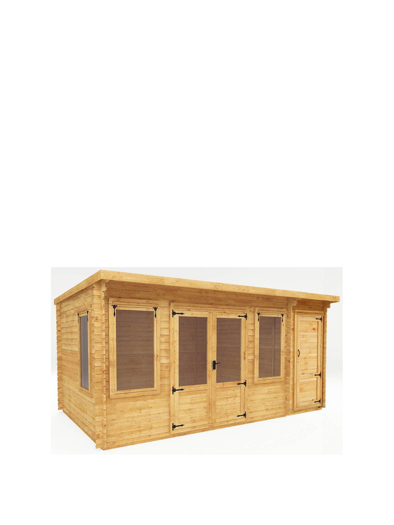  image of mercia-51m-x-3m-pent-log-cabin-with-side-shed-19mm
