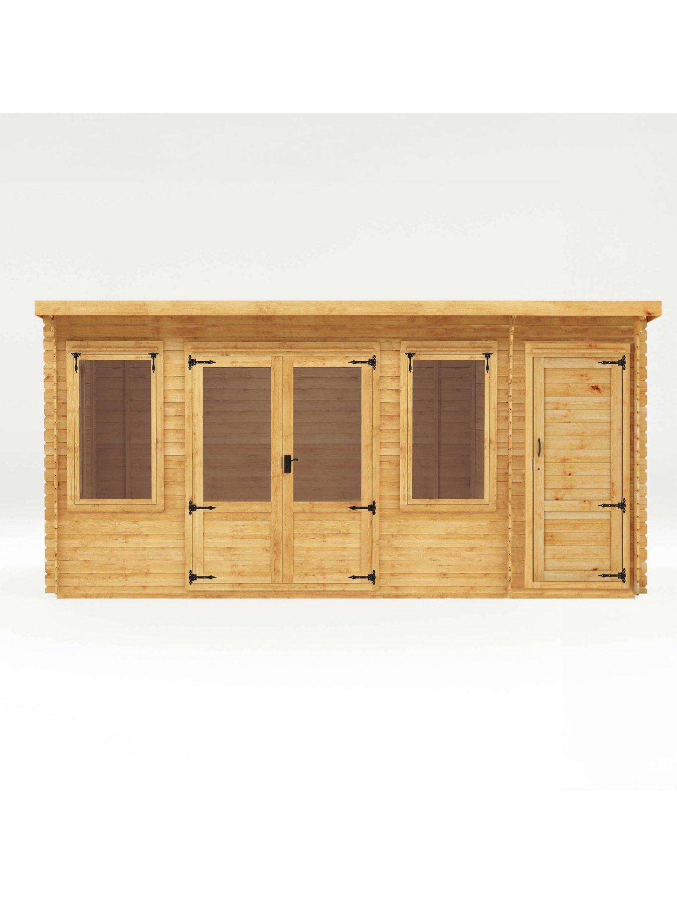  image of mercia-51m-x-3m-pent-log-cabin-with-side-shed-19mm