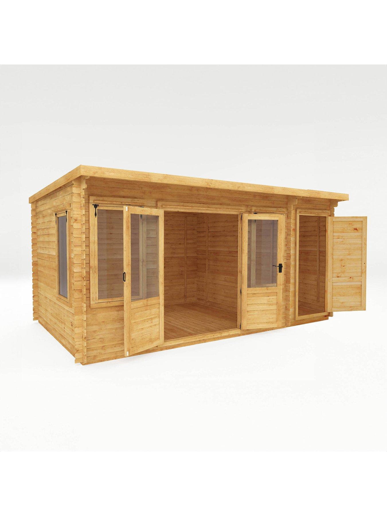  image of mercia-51m-x-3m-pent-log-cabin-with-side-shed-19mm