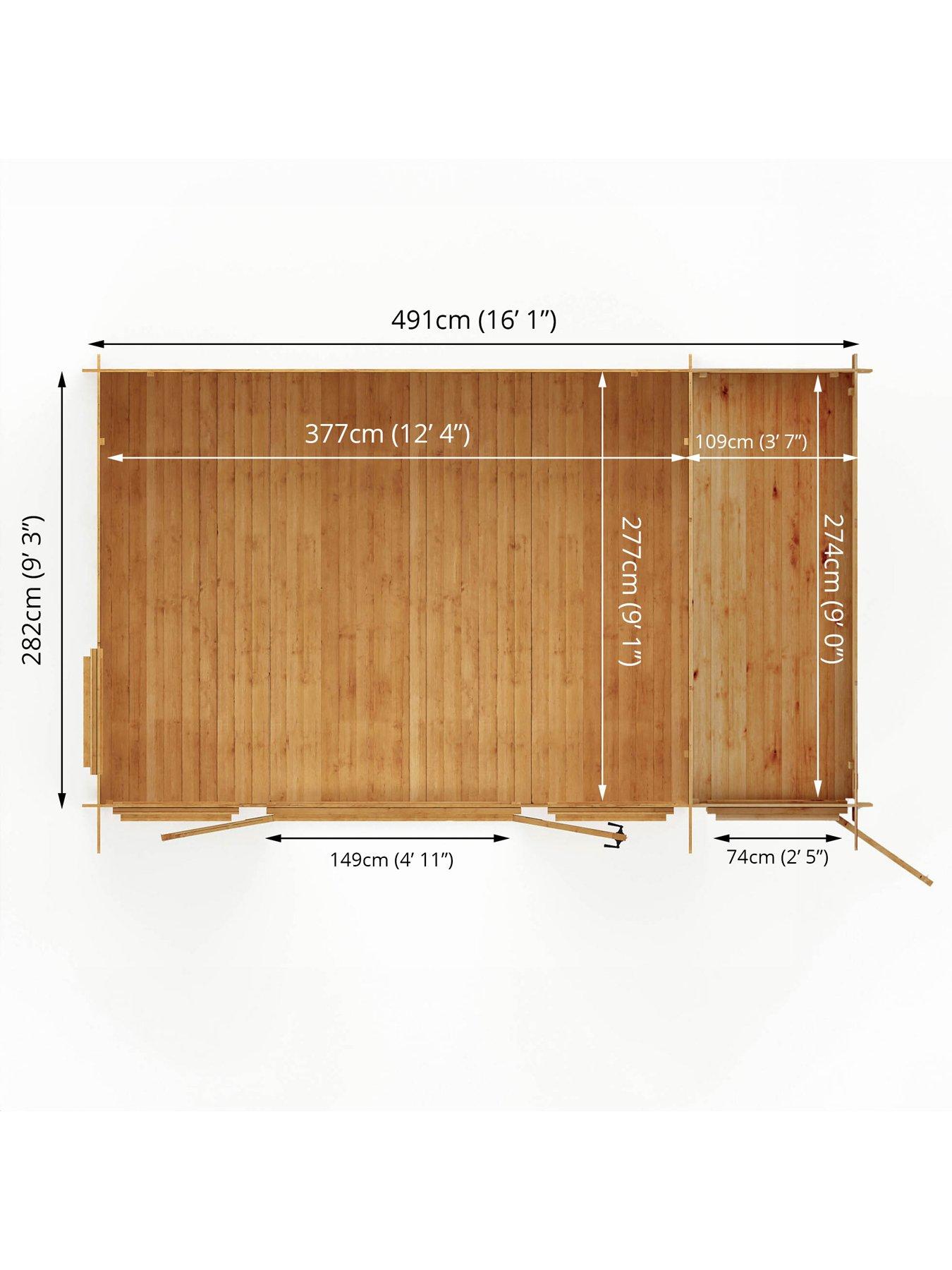  image of mercia-51m-x-3m-pent-log-cabin-with-side-shed-19mm