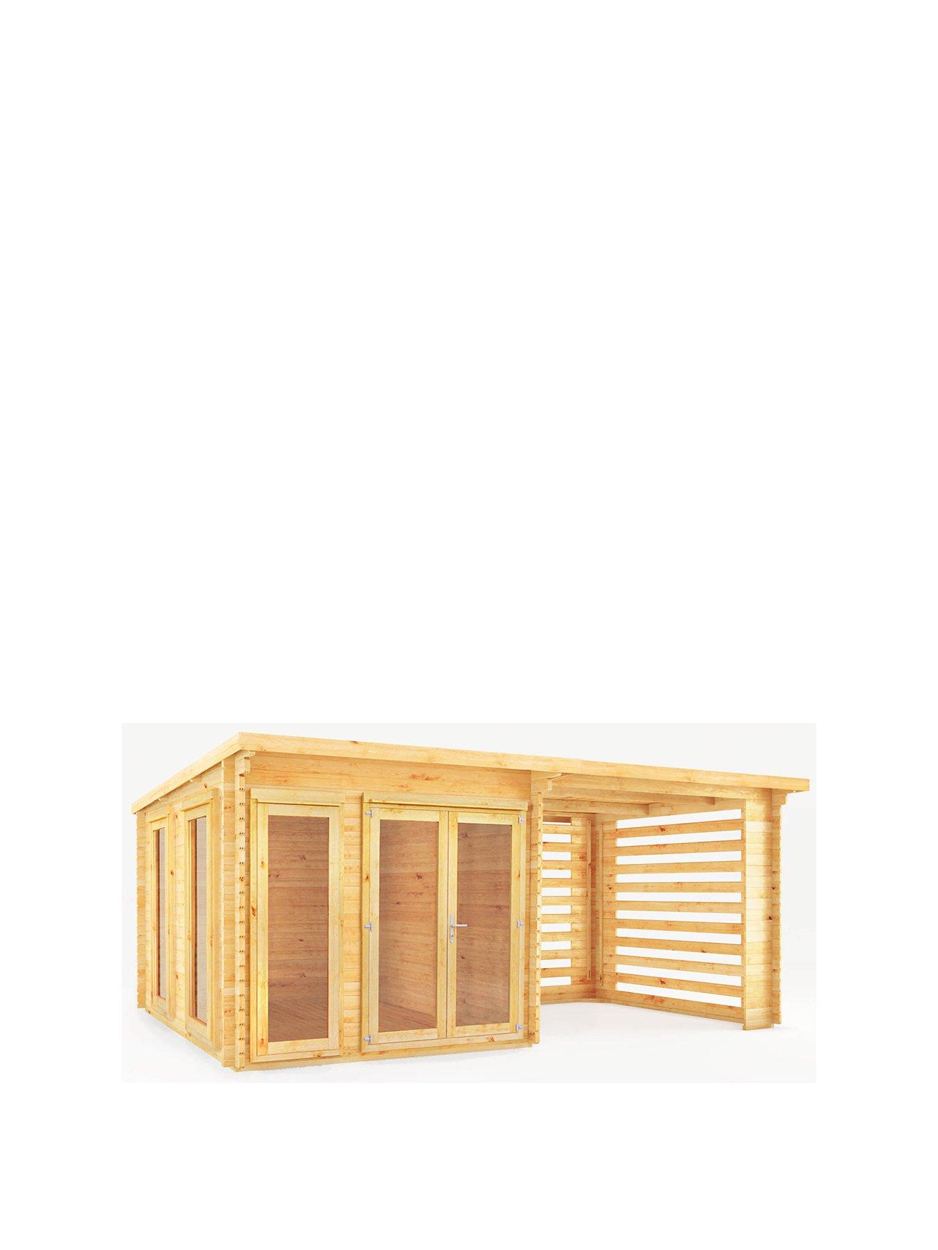  image of mercia-6m-x-3m-studio-pent-log-cabin-with-slatted-area-28mm