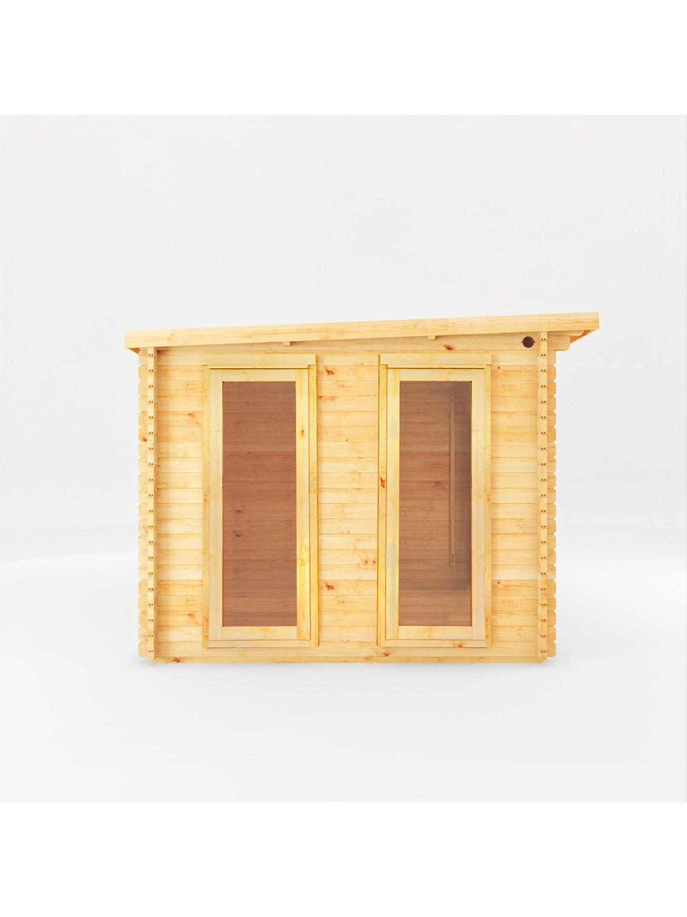  image of mercia-6m-x-3m-studio-pent-log-cabin-with-slatted-area-28mm
