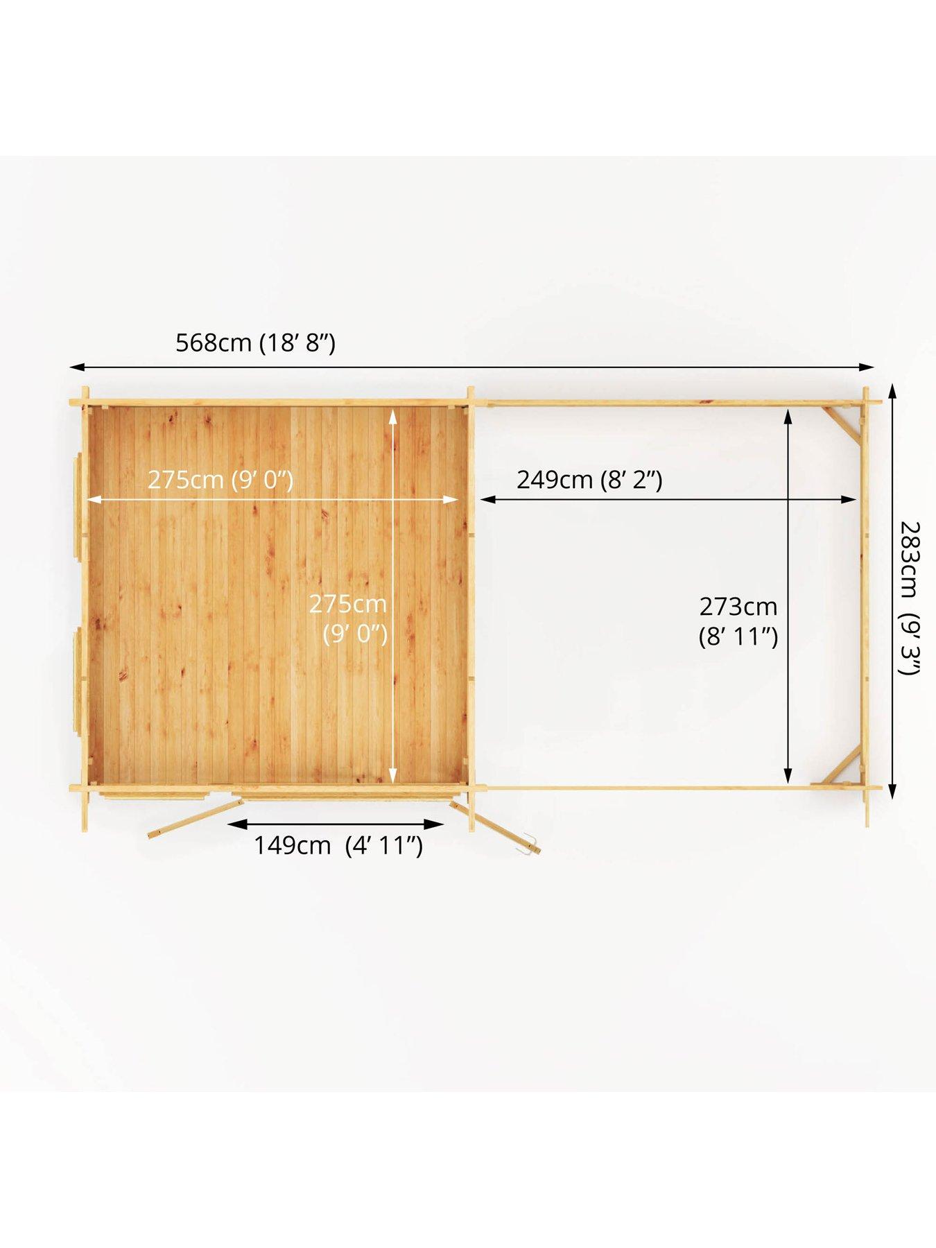  image of mercia-6m-x-3m-studio-pent-log-cabin-with-slatted-area-28mm