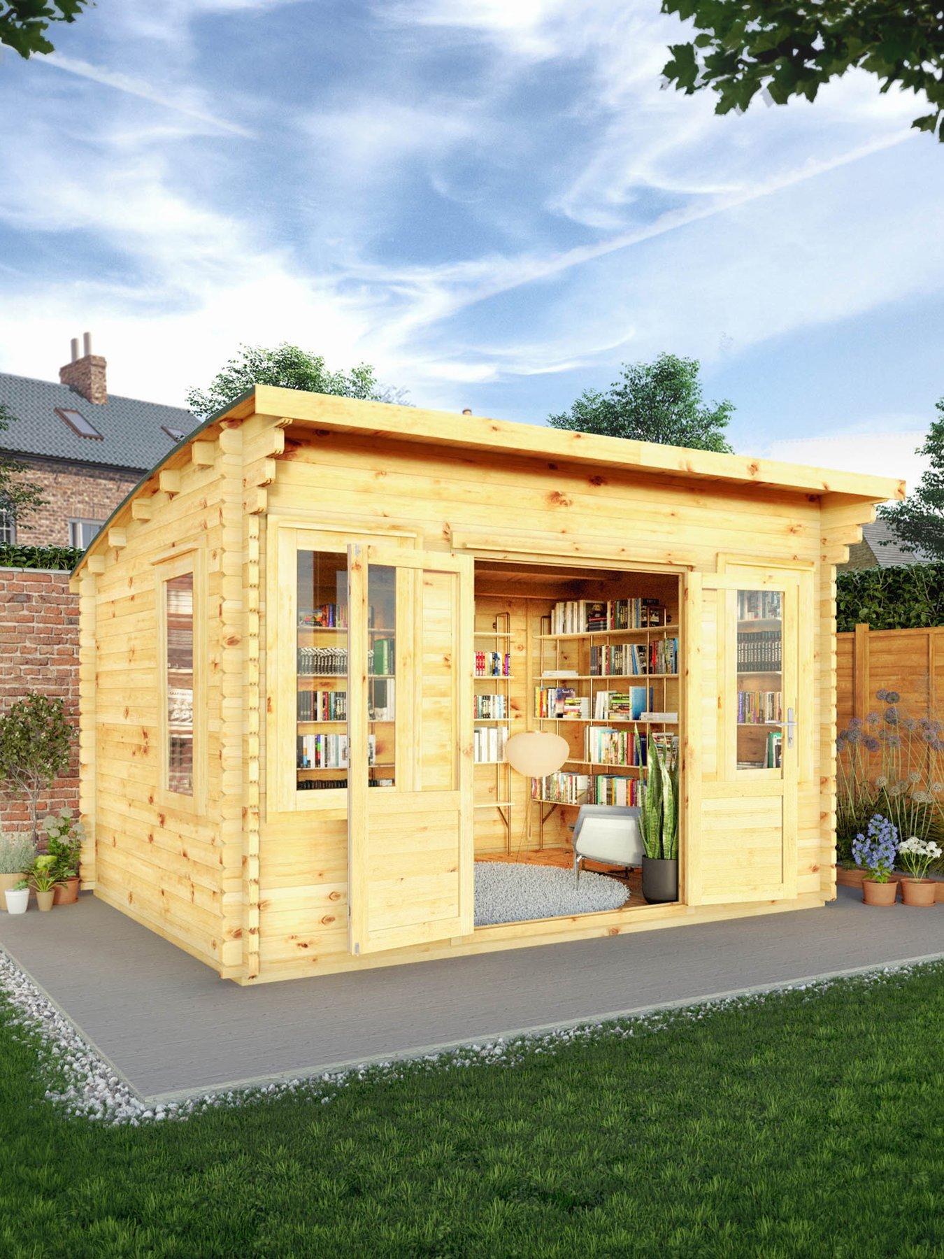 Image 1 of 7 of MERCIA 4m x 3m Curved Roof Log Cabin (44mm) - PEFC Certified