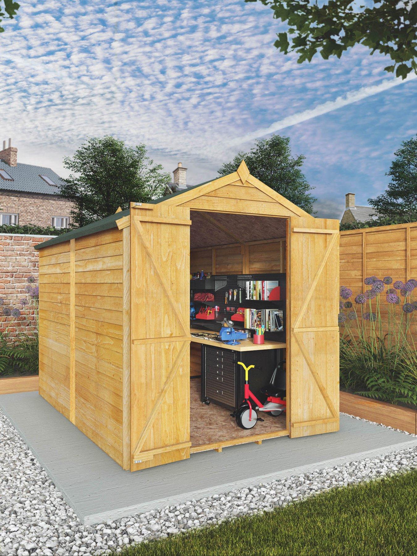 undefined 8 x 6ft Overlap Apex Windowless Shed (Double Door)