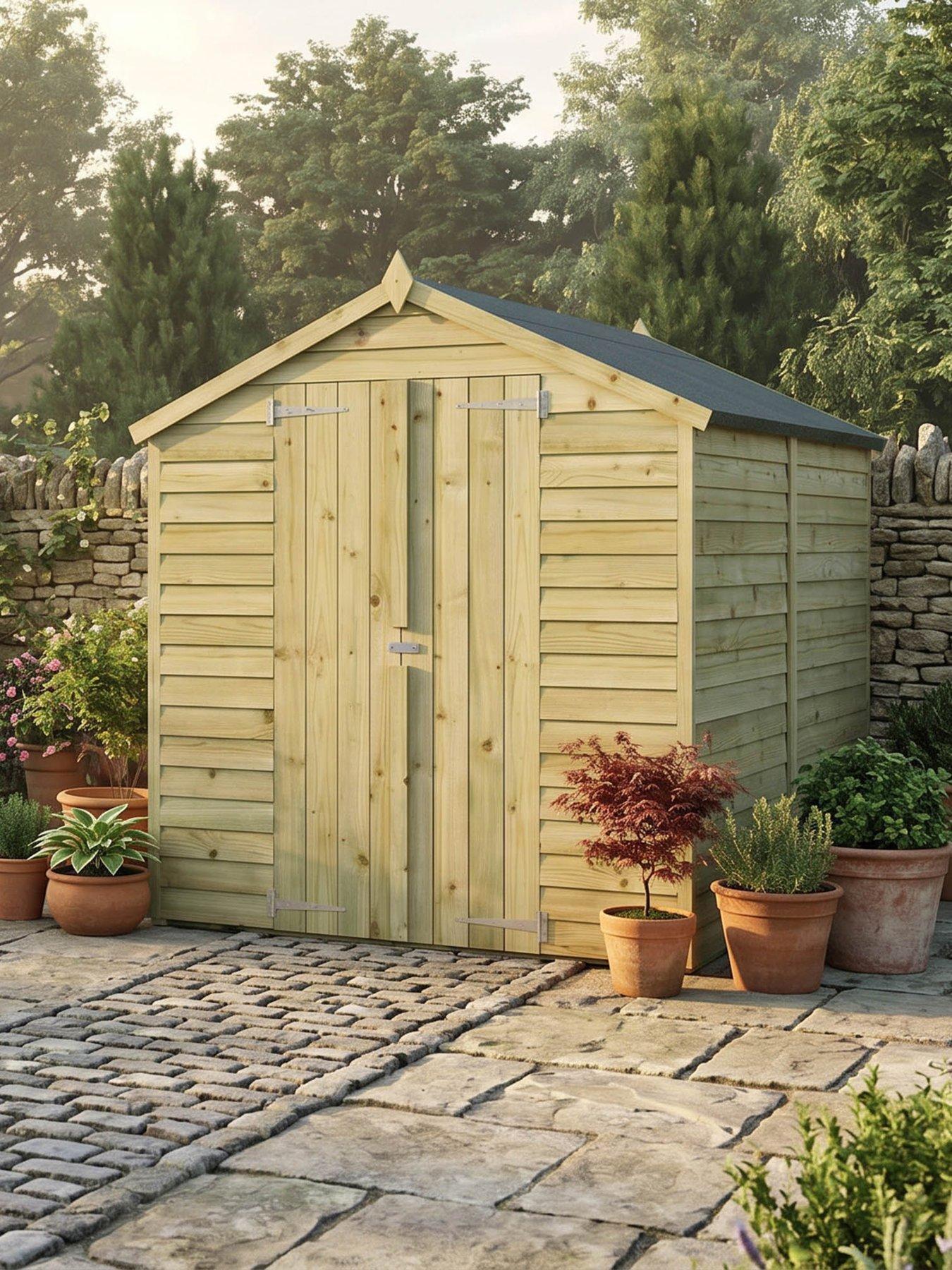 MERCIA 8 x 6ft Overlap Apex Windowless Shed (Double Door) - FSC® Certified