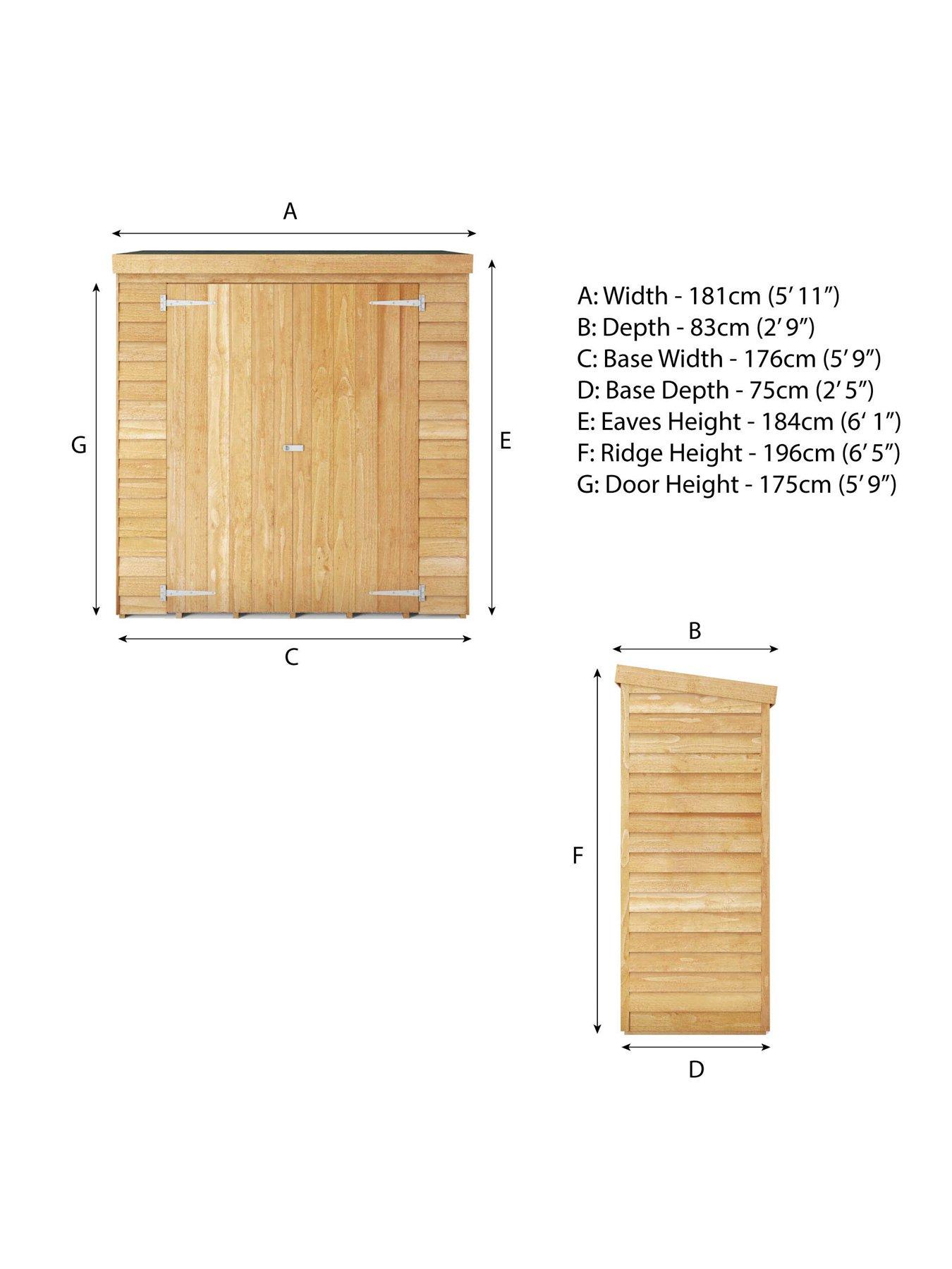 Image 7 of 7 of MERCIA 6 x 2'6ft Overlap Pent Storage Shed - FSC&reg; Certified