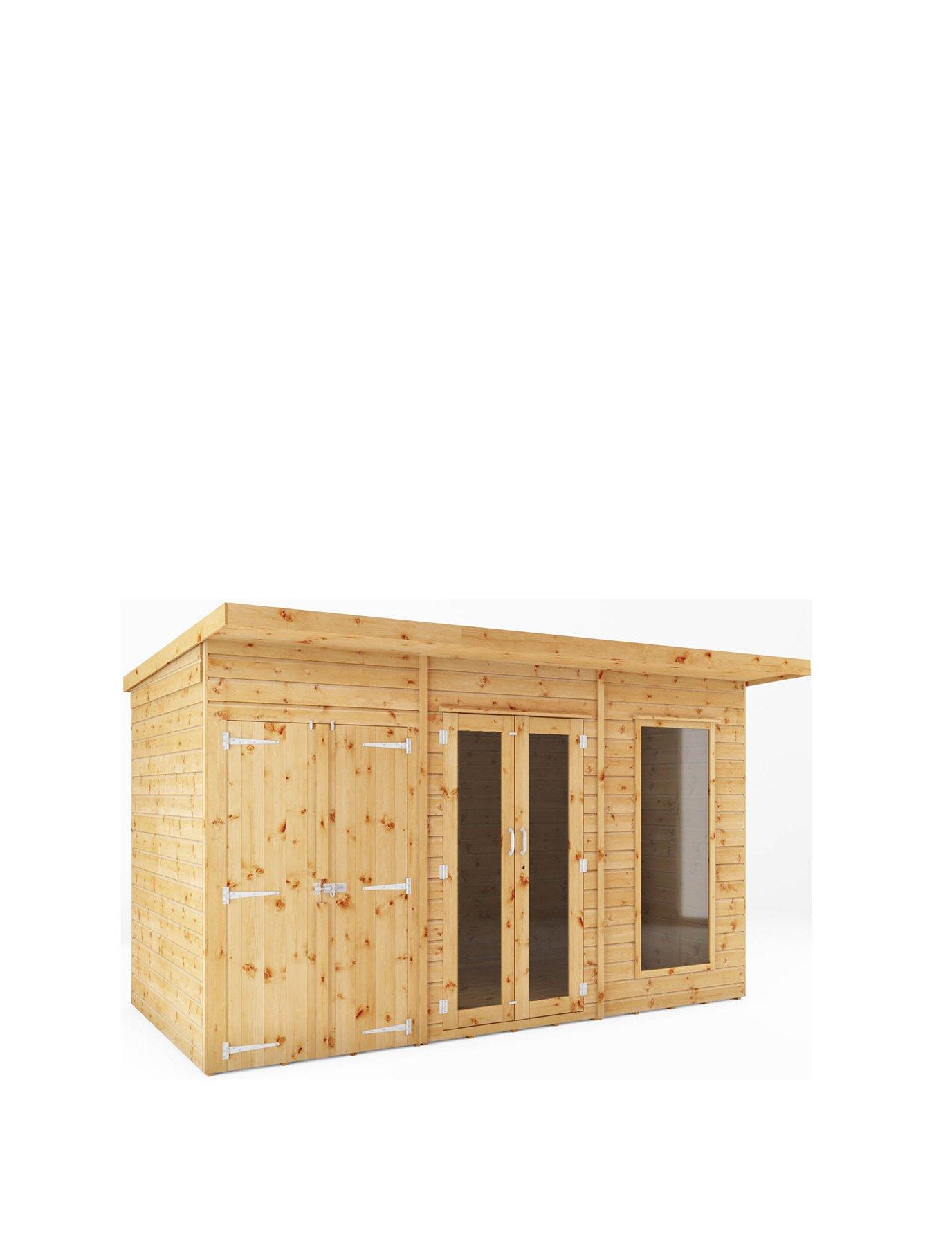  image of mercia-12-x-6ft-maine-pent-summerhouse-with-side-shed