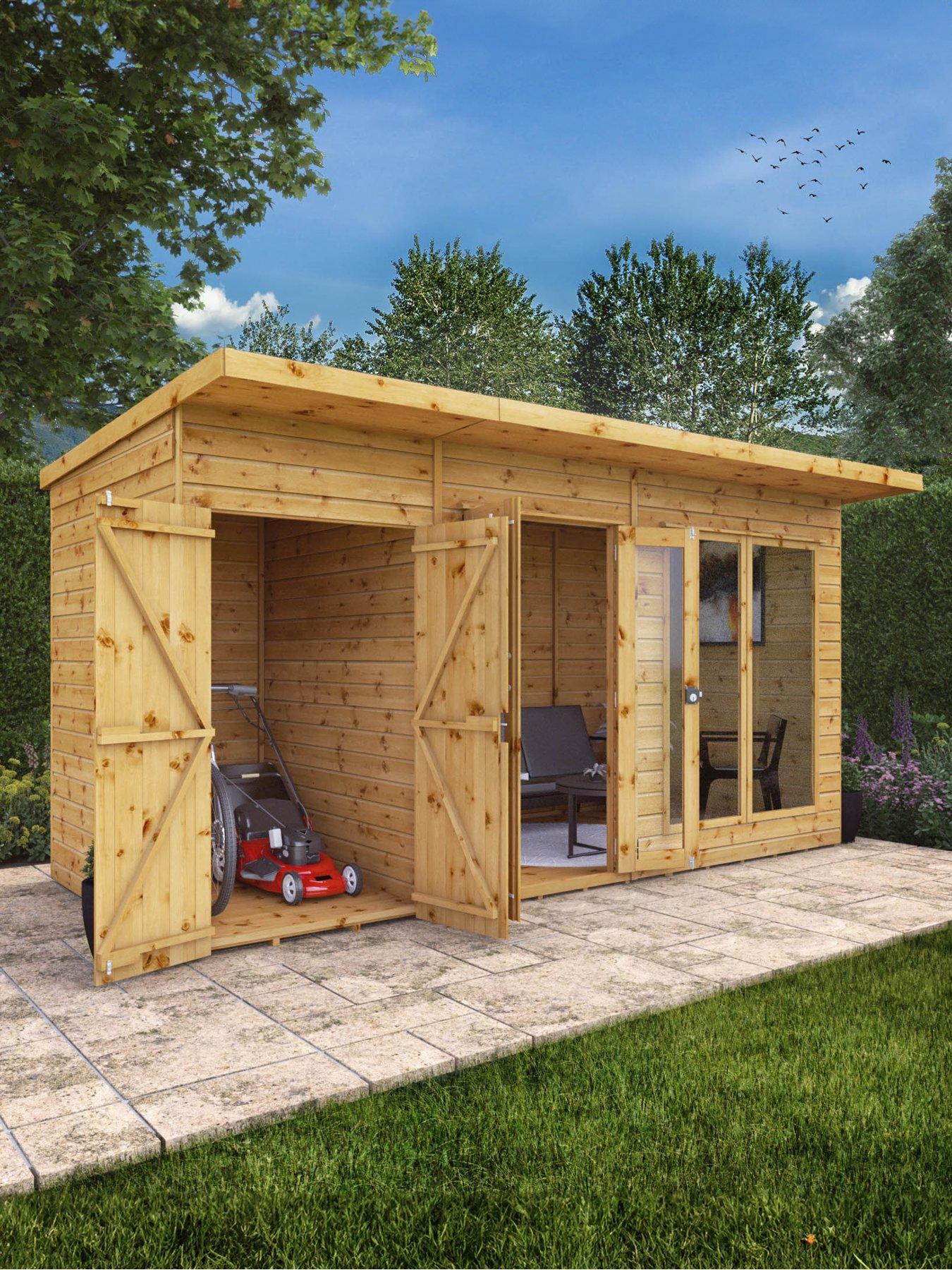 Image 1 of 7 of MERCIA 14 x 6ft Maine Pent Summerhouse With Side Shed - PEFC Certified
