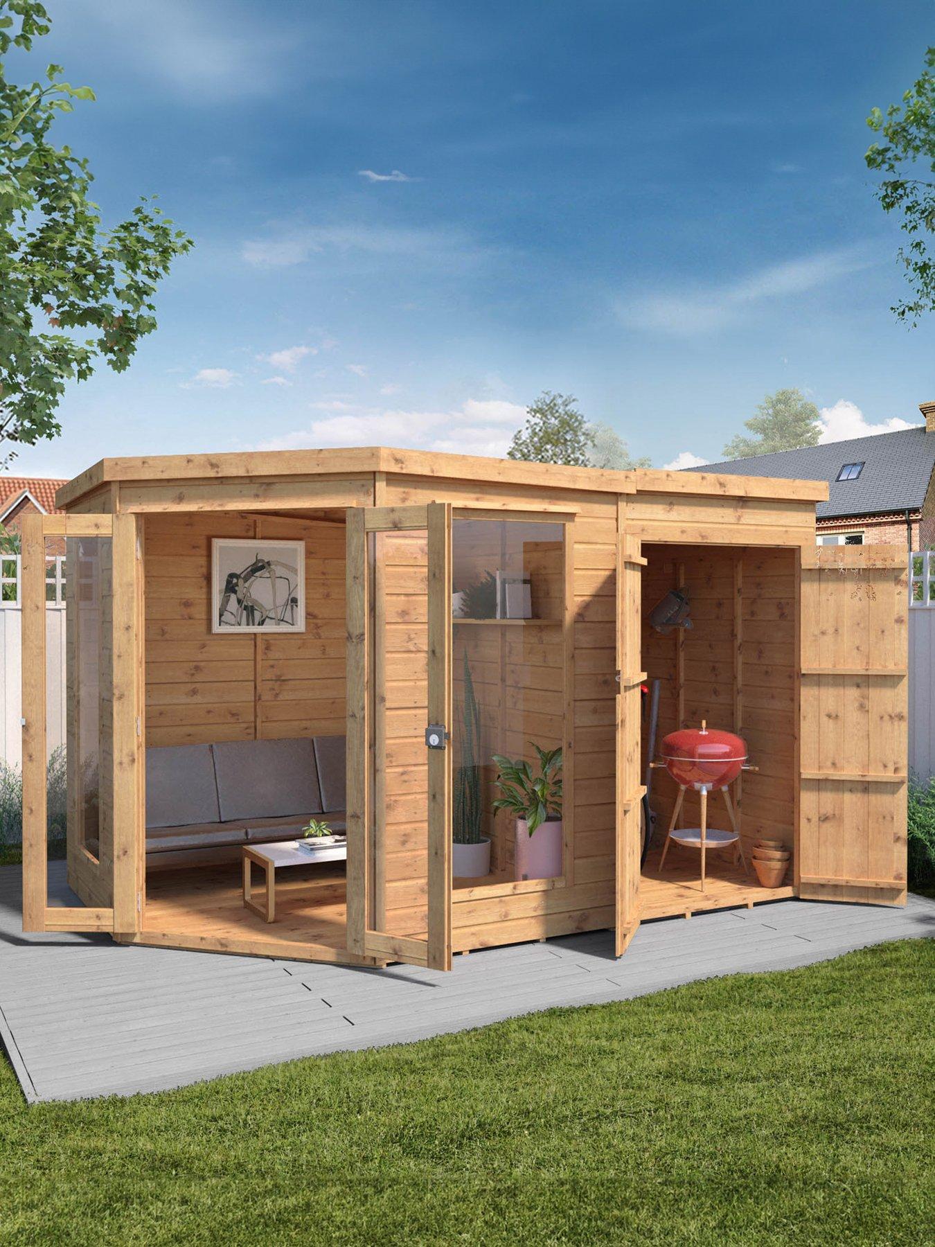 undefined 11 x 7ft Premium Corner Summerhouse With Side Shed