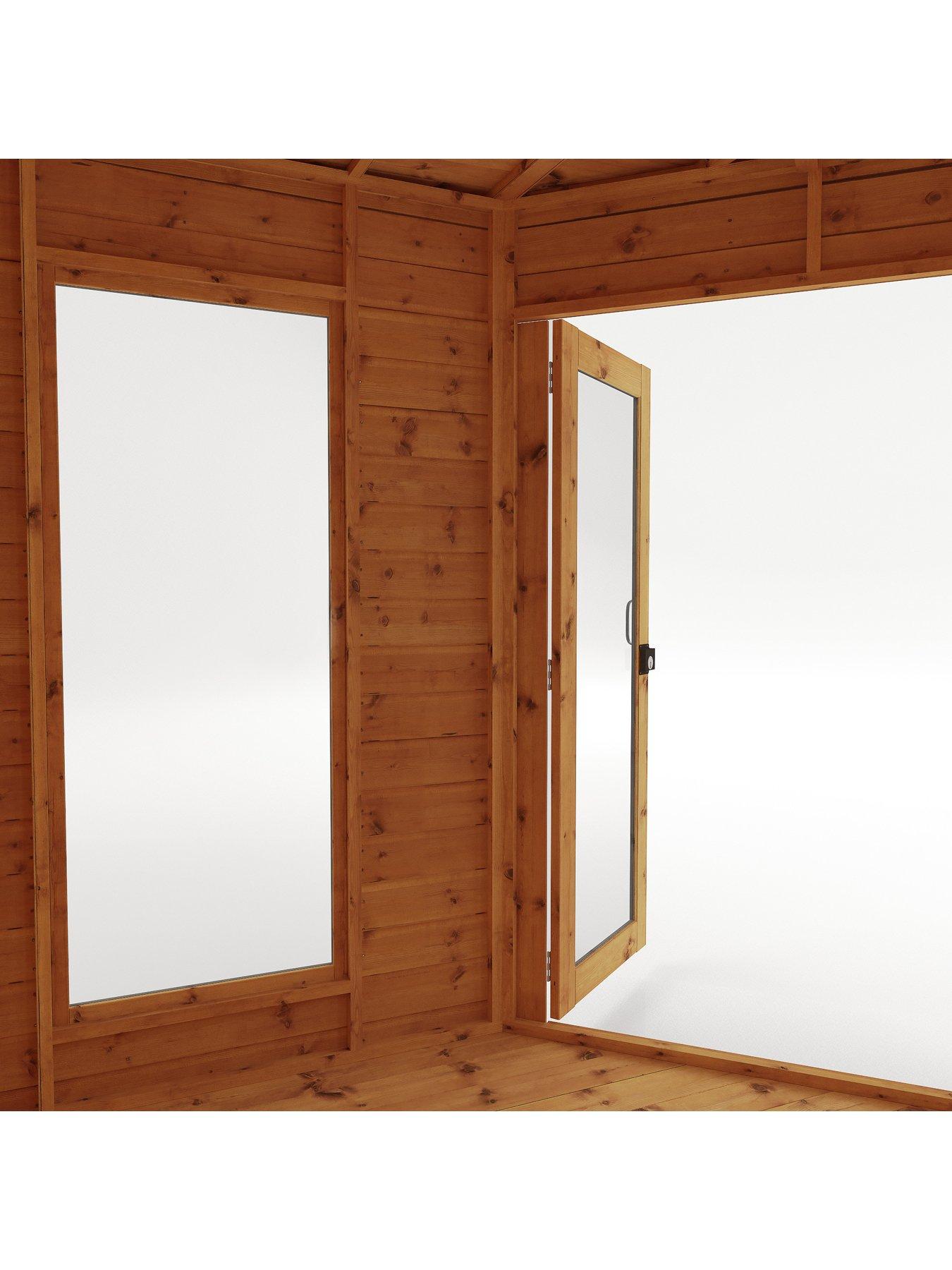  image of mercia-8-x-12ft-premium-corner-summerhouse-with-side-shed