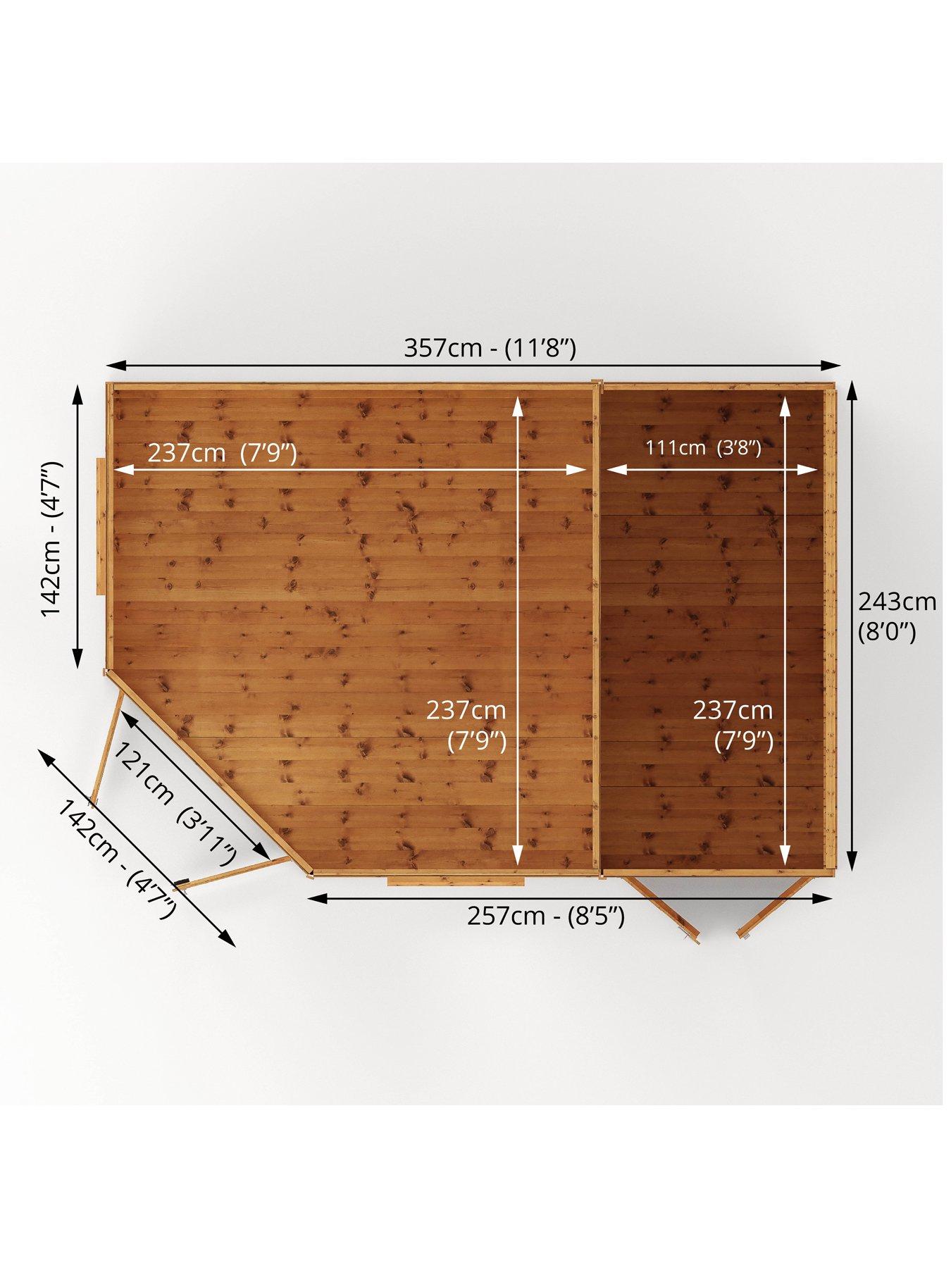  image of mercia-8-x-12ft-premium-corner-summerhouse-with-side-shed