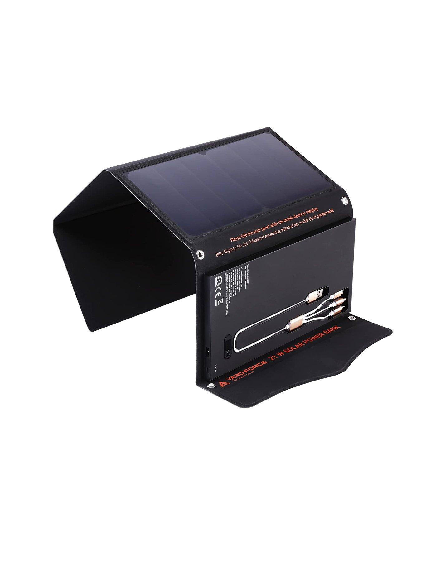  image of yard-force-21w12v-li-ion-portable-solar-power-bank-with-foldable-panel-and-usb-c-outputs-for-outdoor-activities-lx-pb21