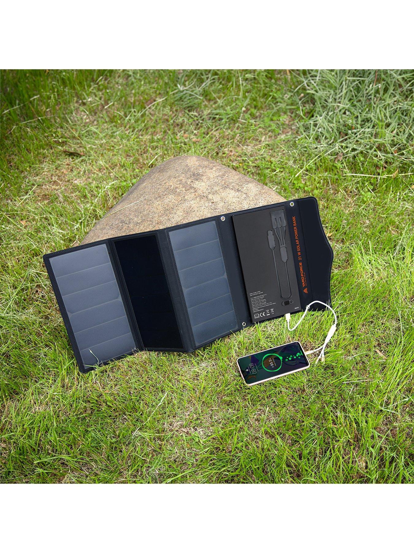  image of yard-force-21w12v-li-ion-portable-solar-power-bank-with-foldable-panel-and-usb-c-outputs-for-outdoor-activities-lx-pb21