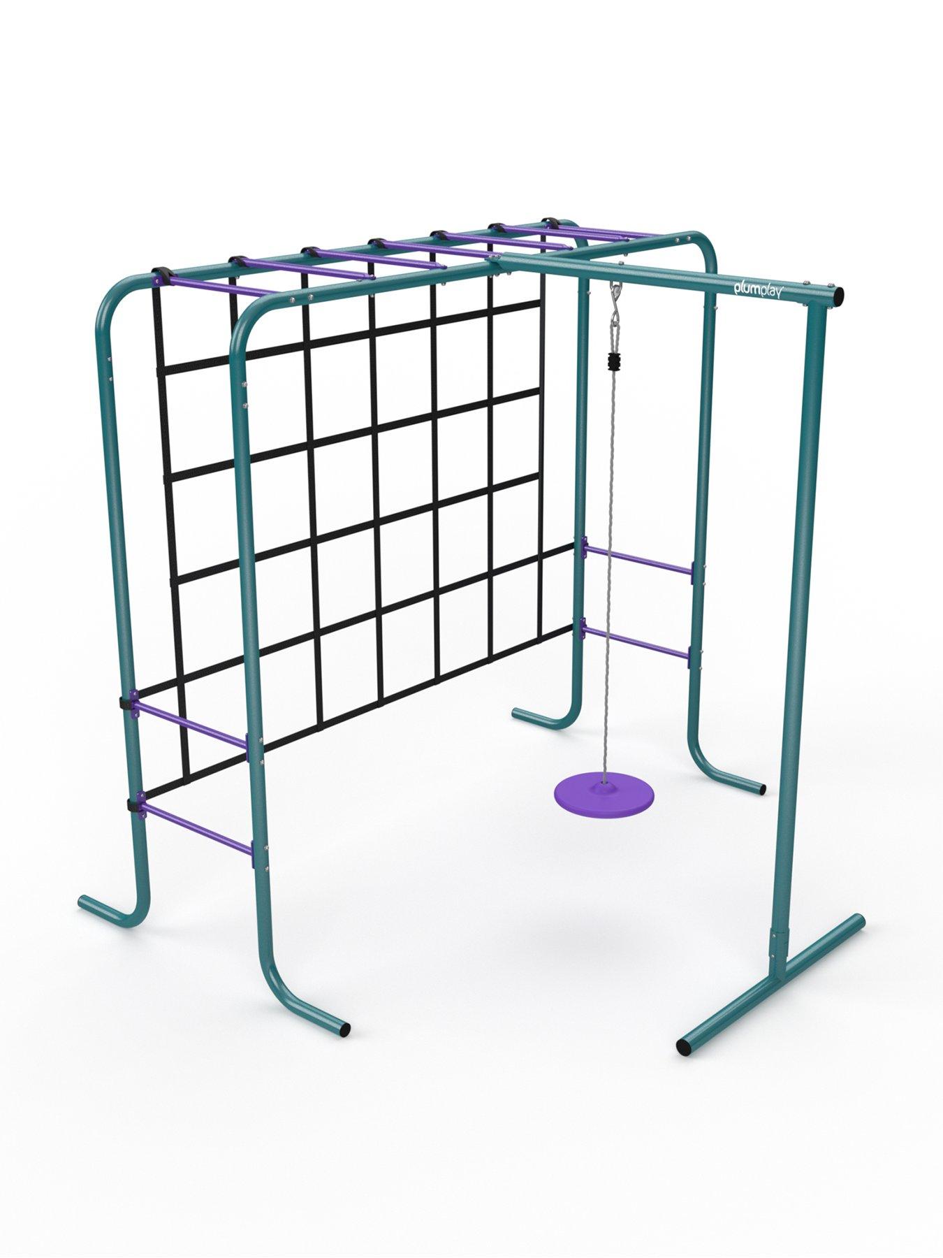 Image 1 of 5 of Plum Metal Monkey Bars with Swing and Climbing Wall Activity Centre